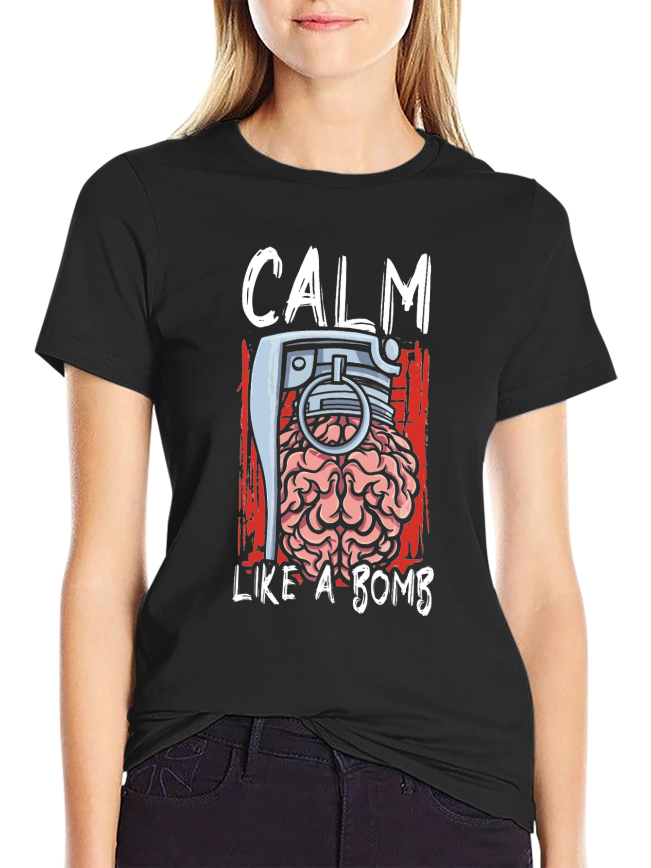 Calm Like a Bomb Brain Grenade T-Shirt