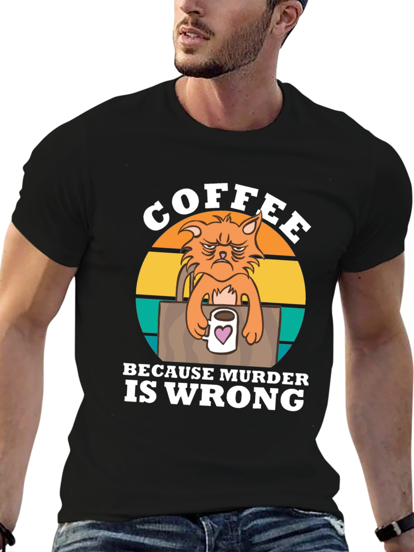 Coffee Because Murder Is Wrong Cat T-Shirt