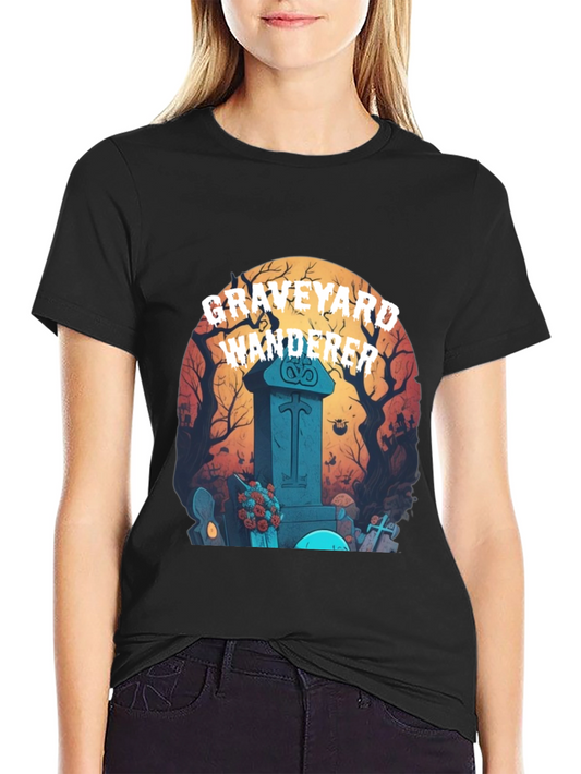 Graveyard Wanderer Graphic Tee - Halloween T-Shirt