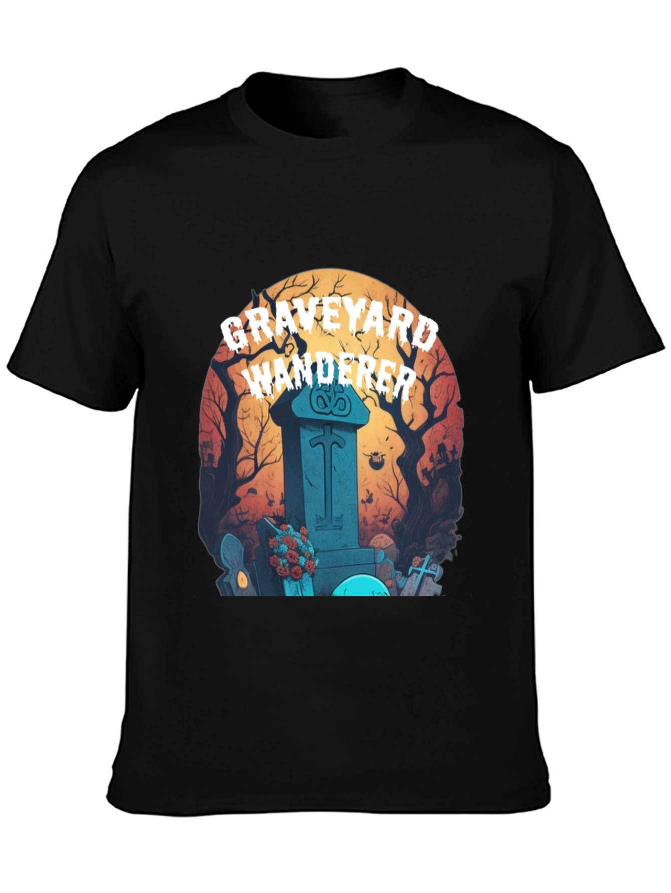 Graveyard Wanderer Graphic Tee - Halloween T-Shirt