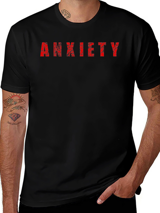 Anxiety Graphic Tee - Black Short Sleeve Crew Neck
