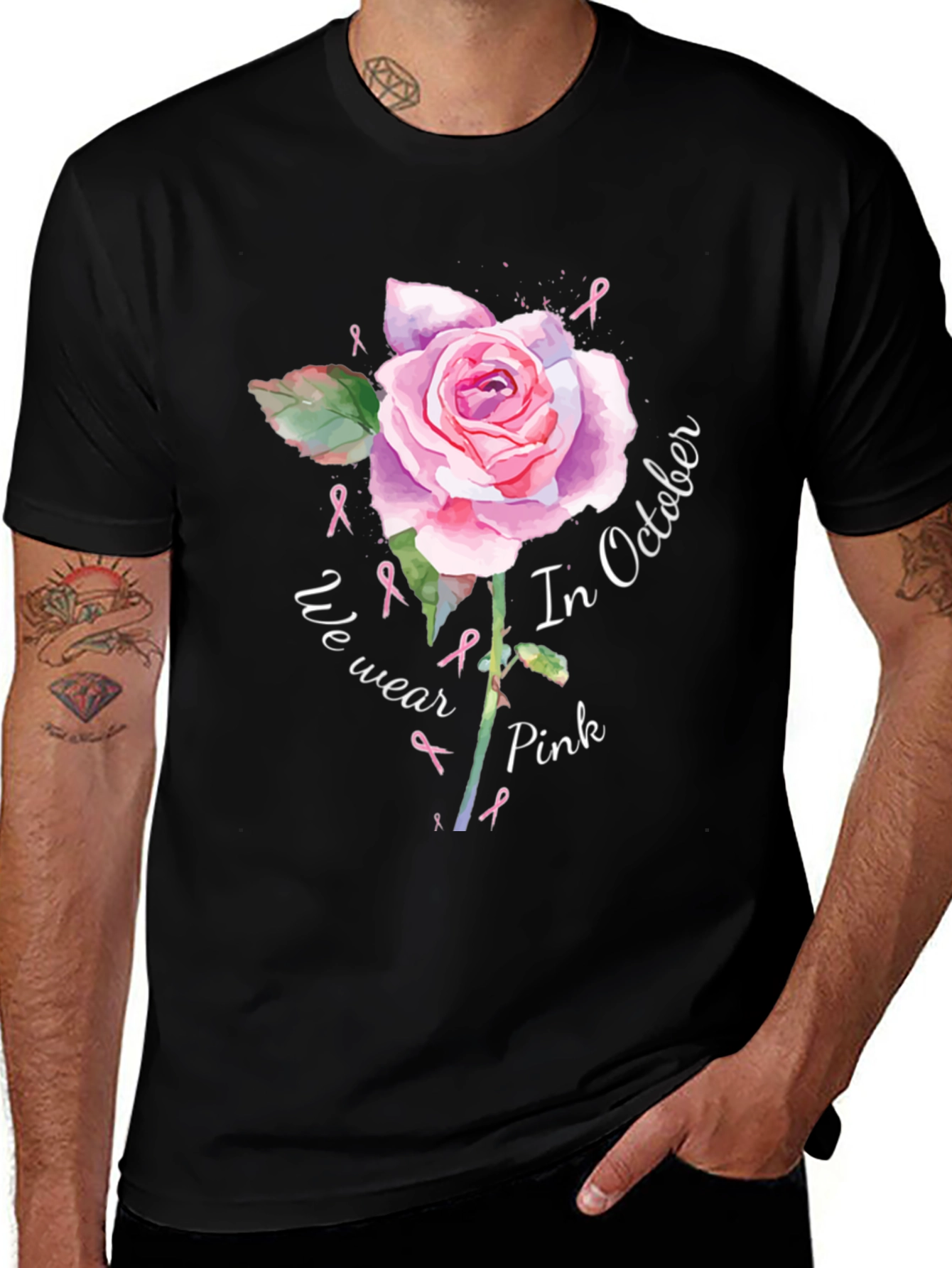Pink Ribbon Rose T-Shirt