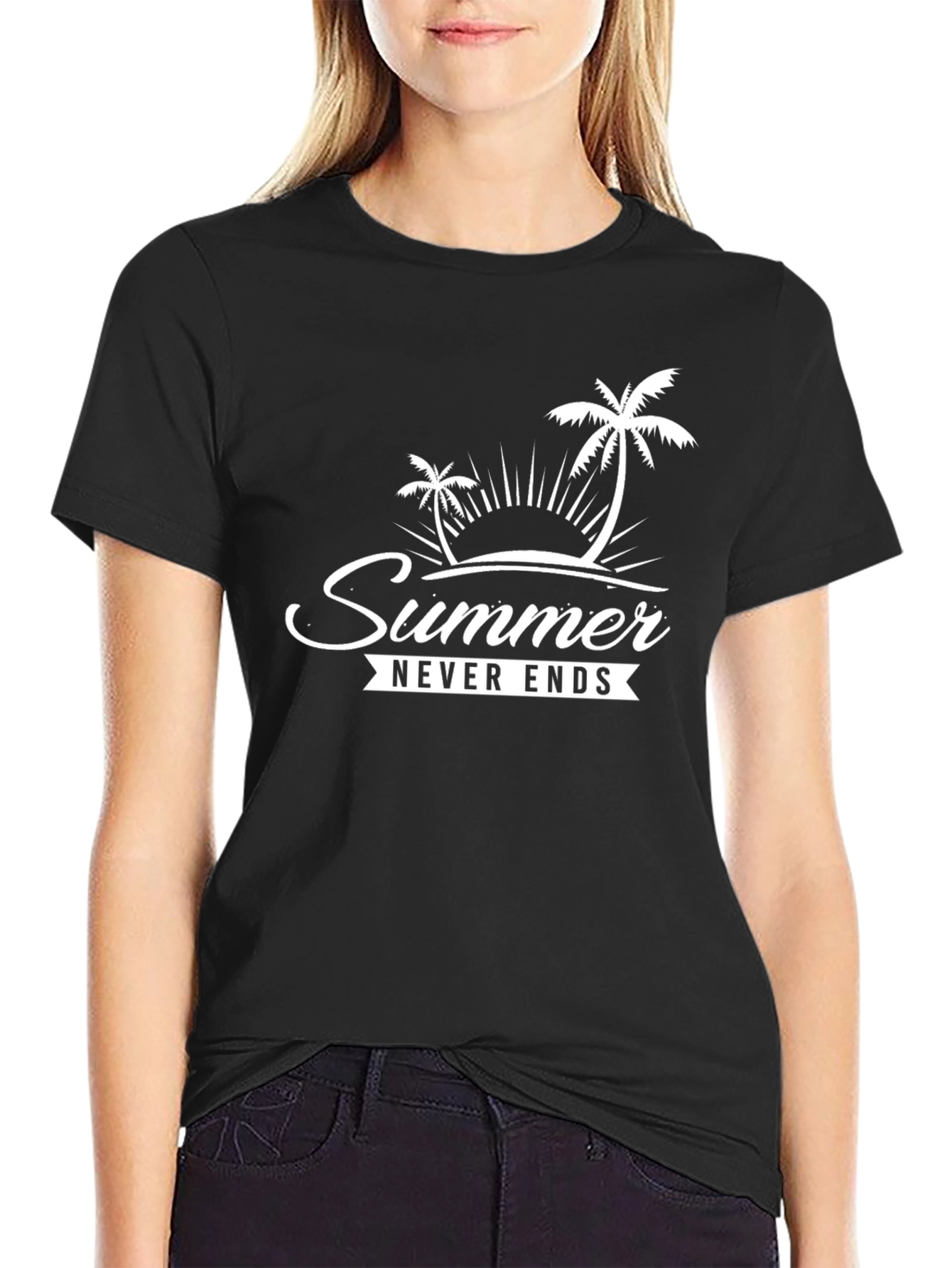 Summer Never Ends Graphic Tee - Black