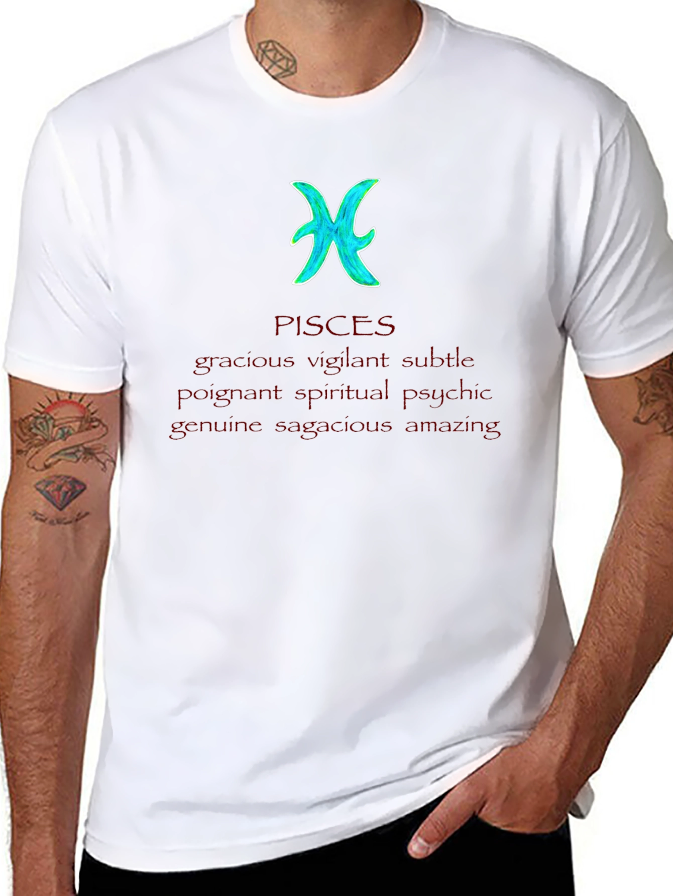 Pisces Zodiac Sign T-Shirt - Gracious Vigilant & Amazing