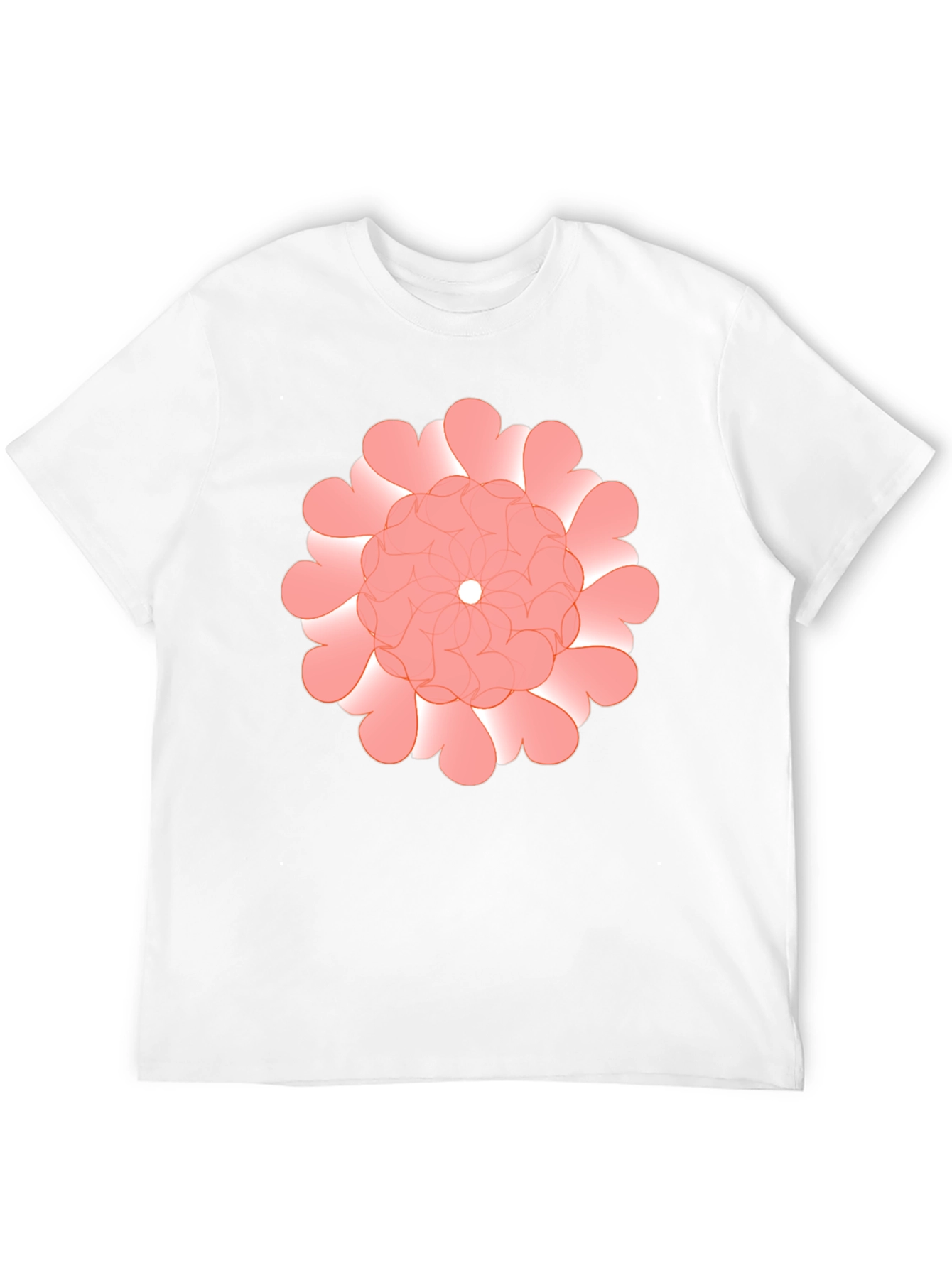 Floral Heart Pattern Black T-Shirt