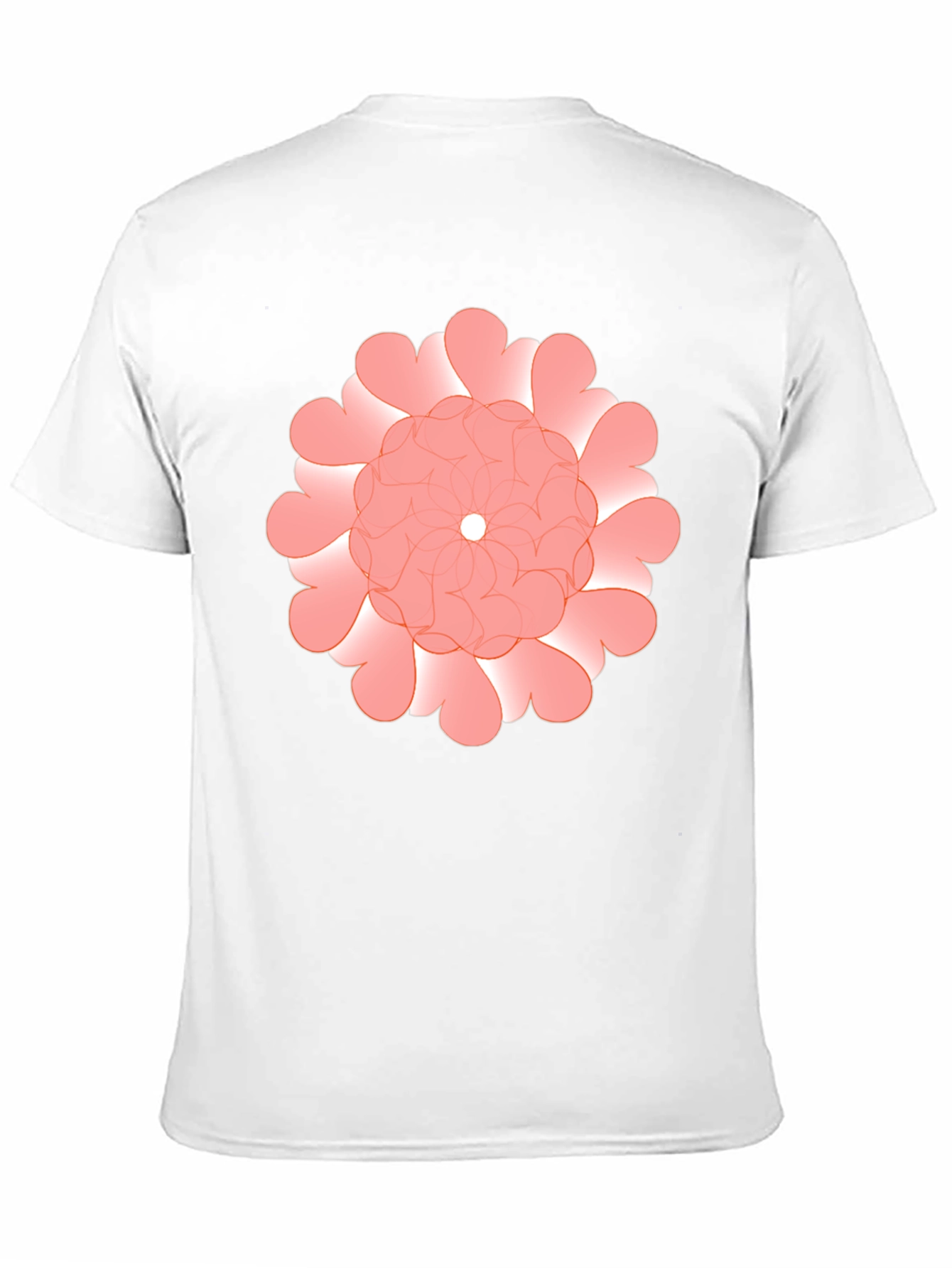 Floral Heart Pattern Black T-Shirt