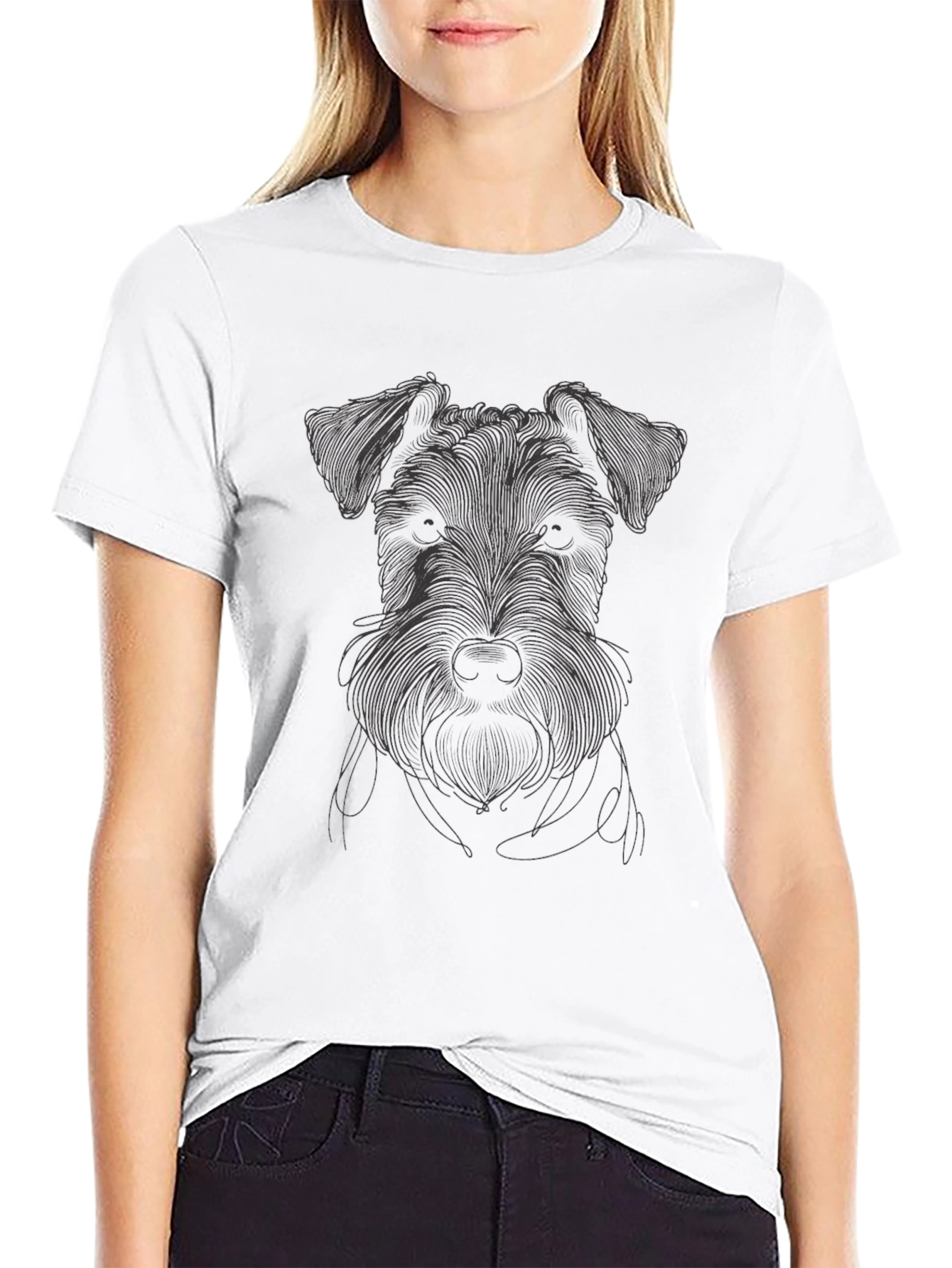 Schnauzer Line Art T-Shirt - Unisex Black Tee