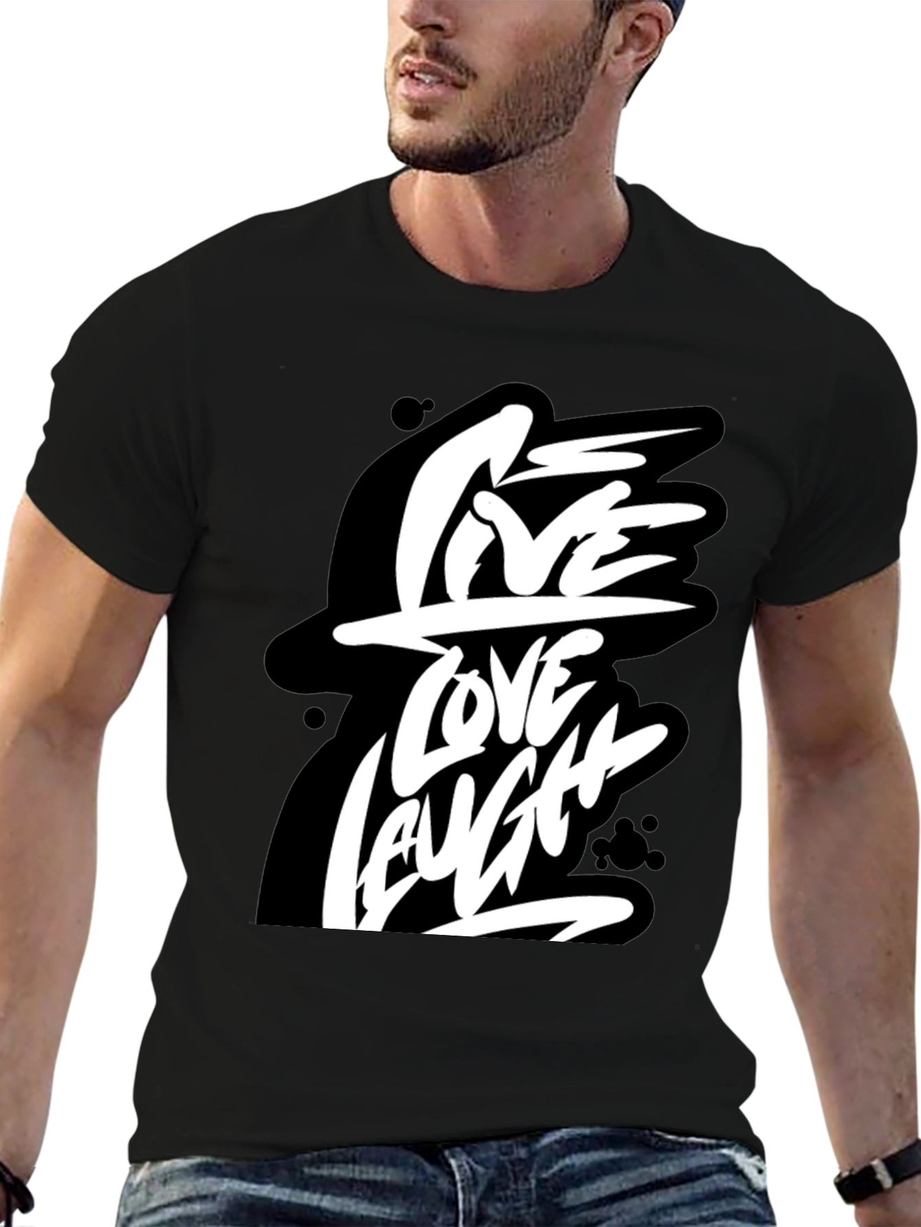 Live Love Laugh Graphic Tee - Black Cotton T-Shirt