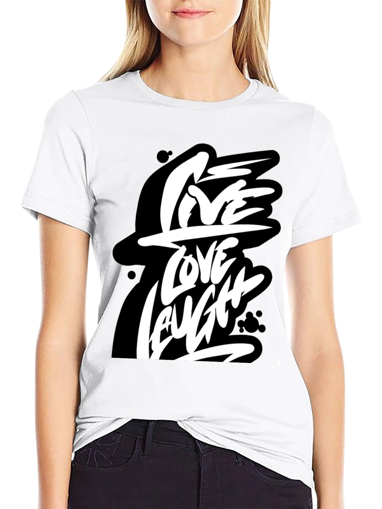 Live Love Laugh Graphic Tee - Black Cotton T-Shirt