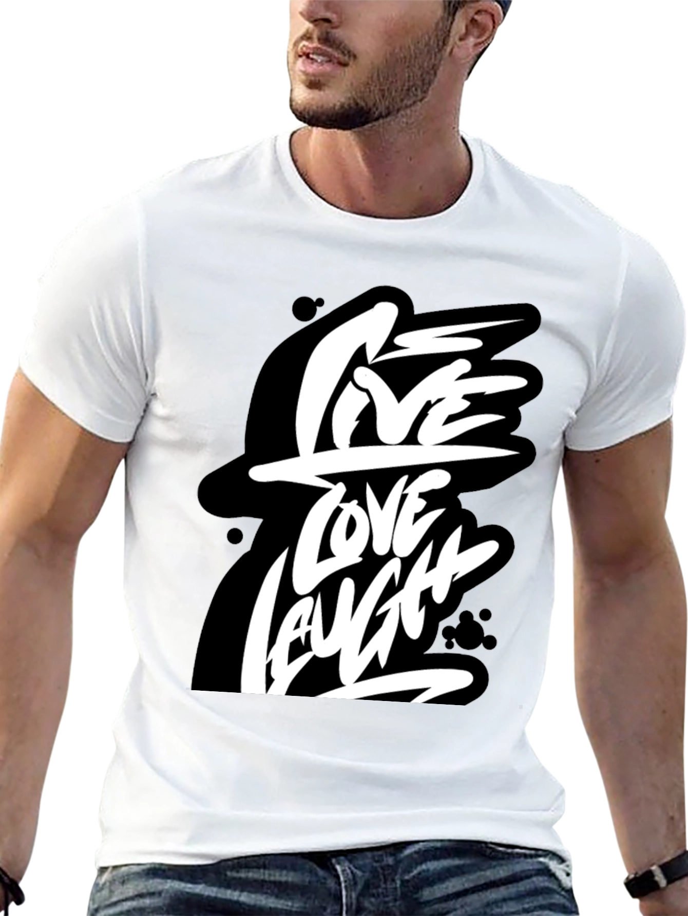 Live Love Laugh Graphic Tee - Black Cotton T-Shirt