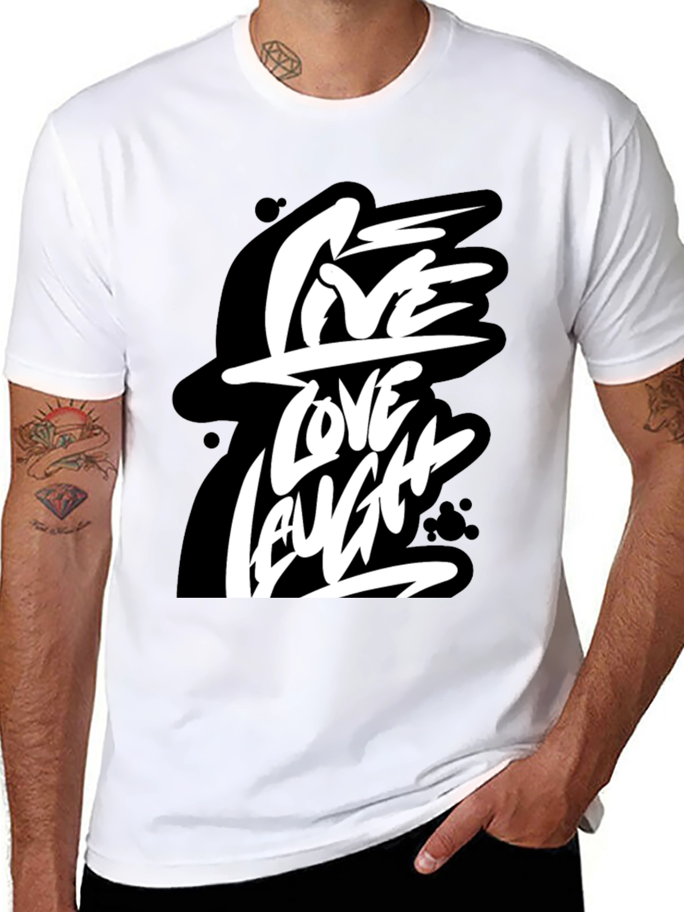 Live Love Laugh Graphic Tee - Black Cotton T-Shirt