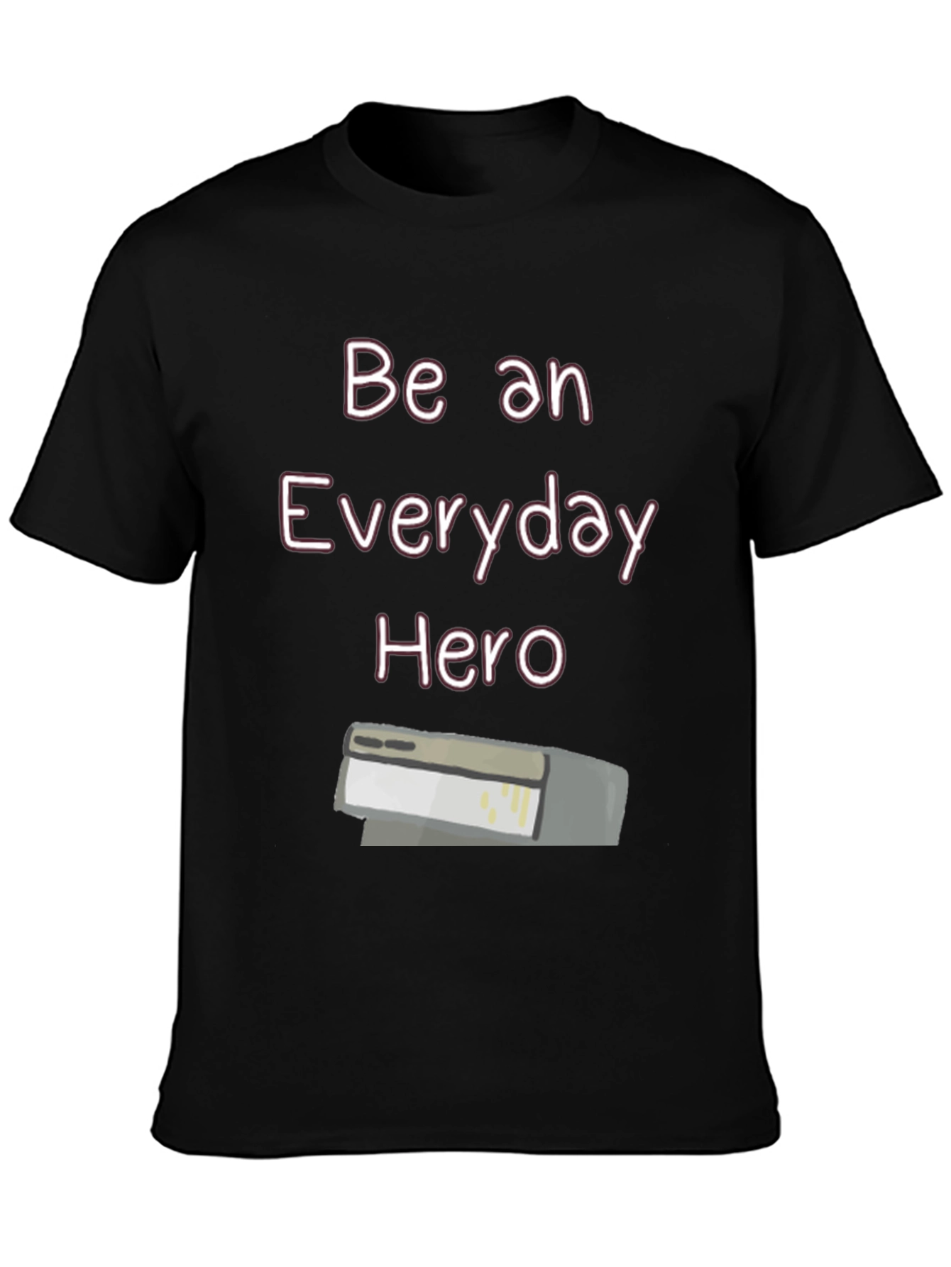 Everyday Hero Stapler T-Shirt | Casual Black Cotton Tee