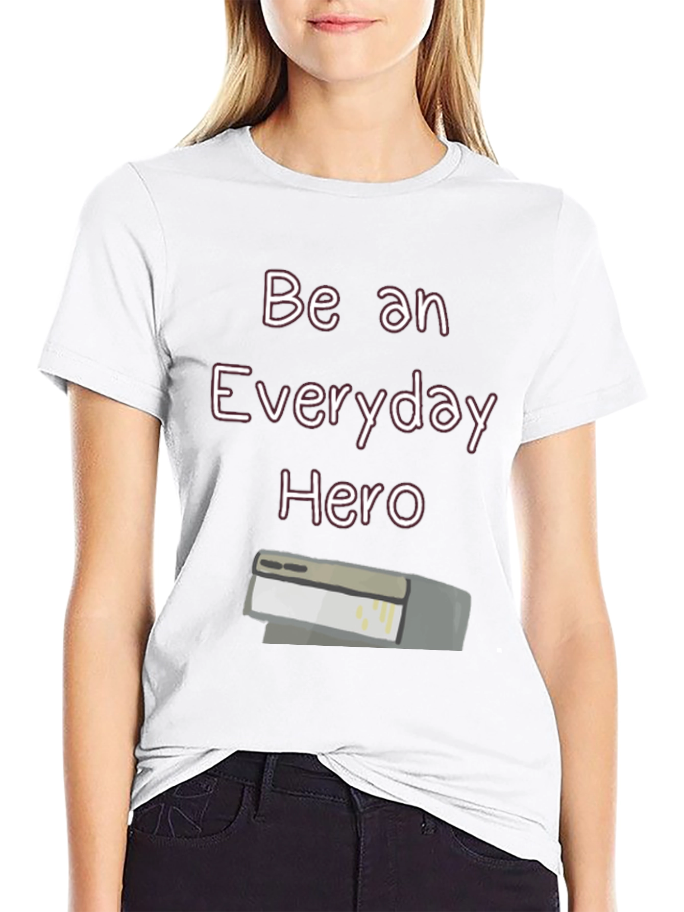 Everyday Hero Stapler T-Shirt | Casual Black Cotton Tee