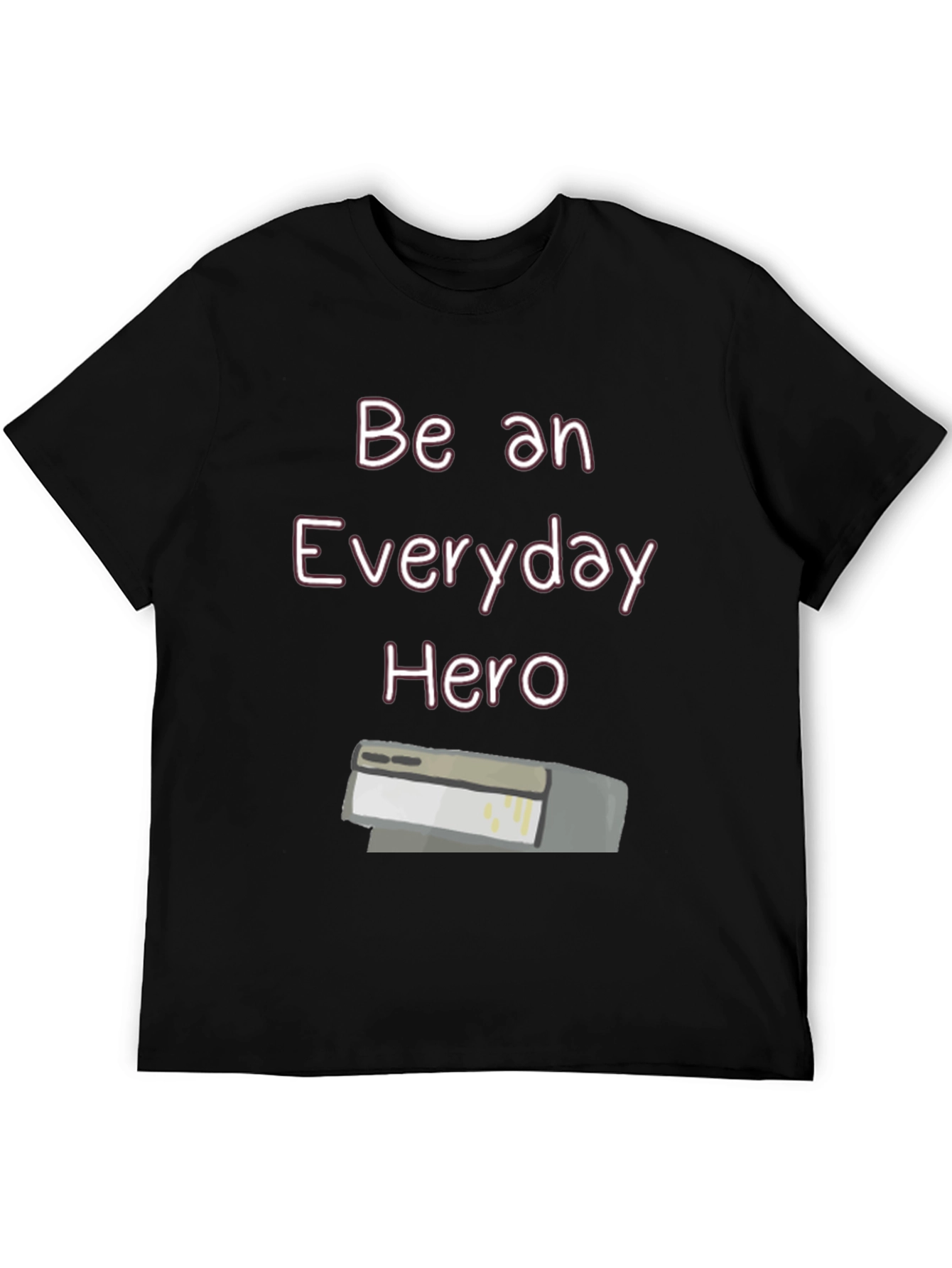 Everyday Hero Stapler T-Shirt | Casual Black Cotton Tee