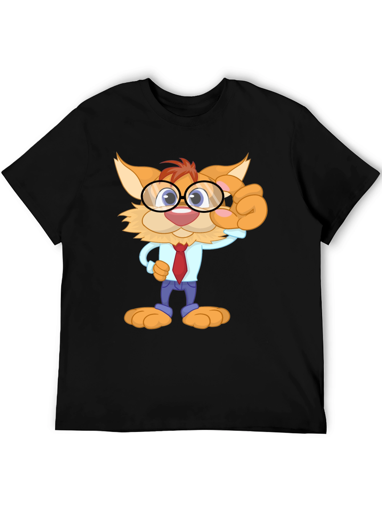 Cartoon Cat T-Shirt - Black