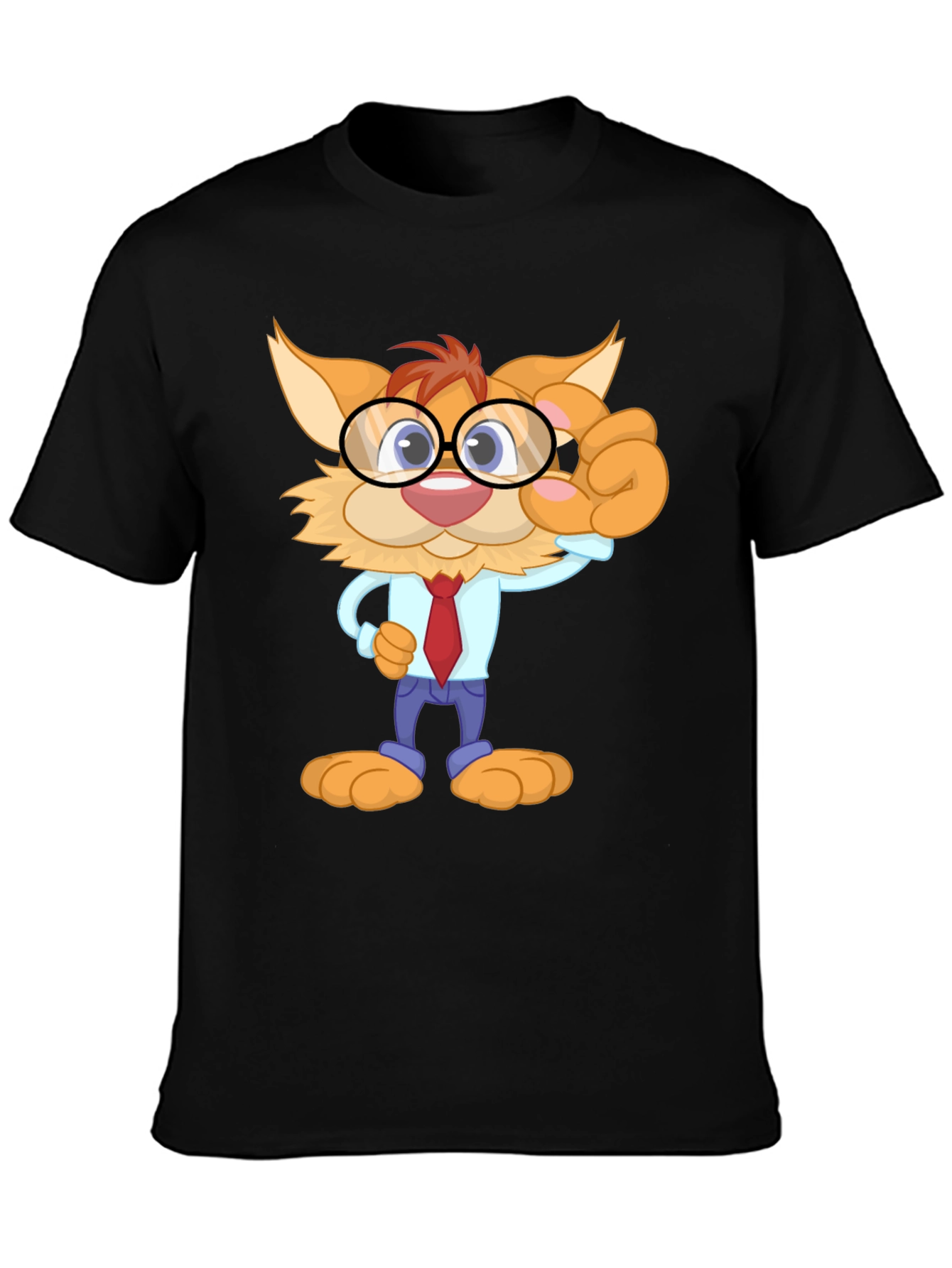 Cartoon Cat T-Shirt - Black