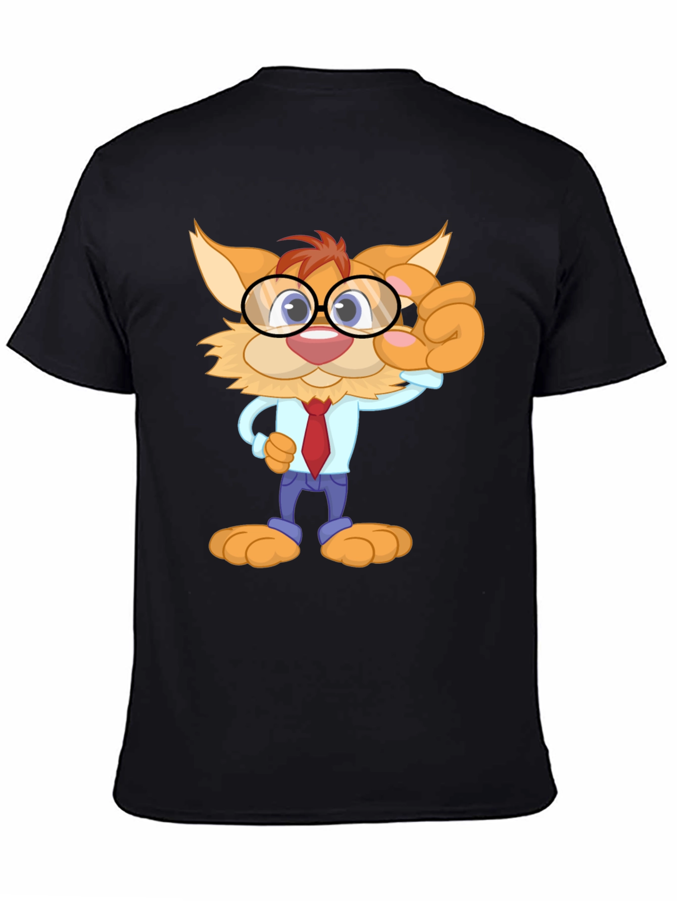 Cartoon Cat T-Shirt - Black