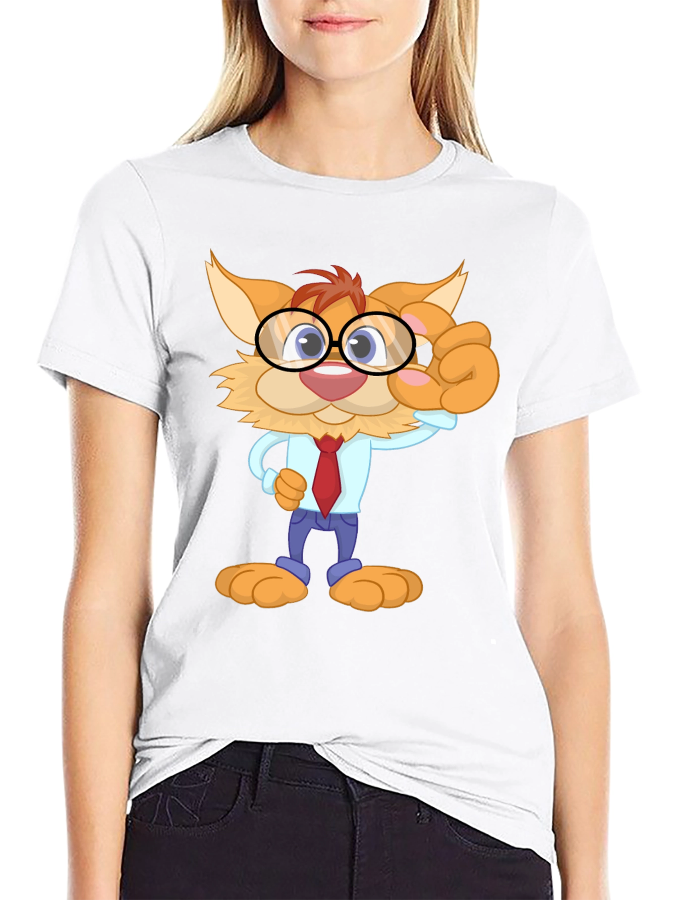 Cartoon Cat T-Shirt - Black