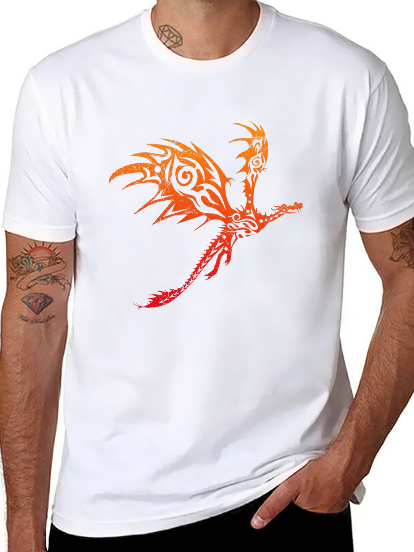 Tribal Dragon Graphic Black Tee