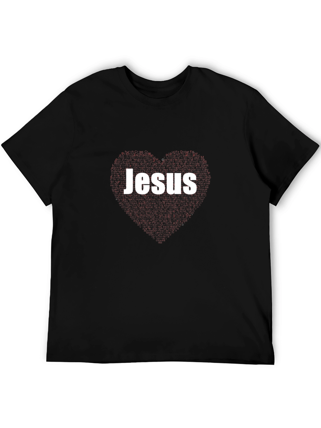 Jesus Heart Graphic Black T-Shirt