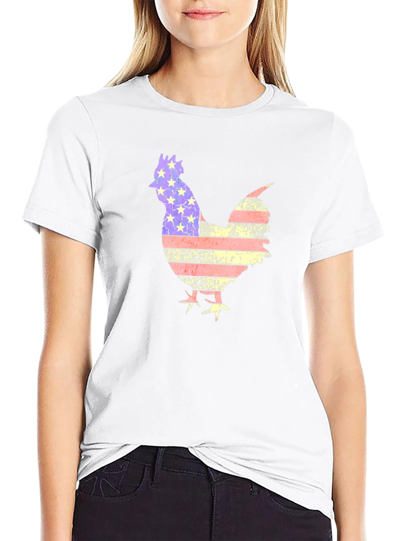American Rooster T-Shirt Patriotic Farm Animal Tee