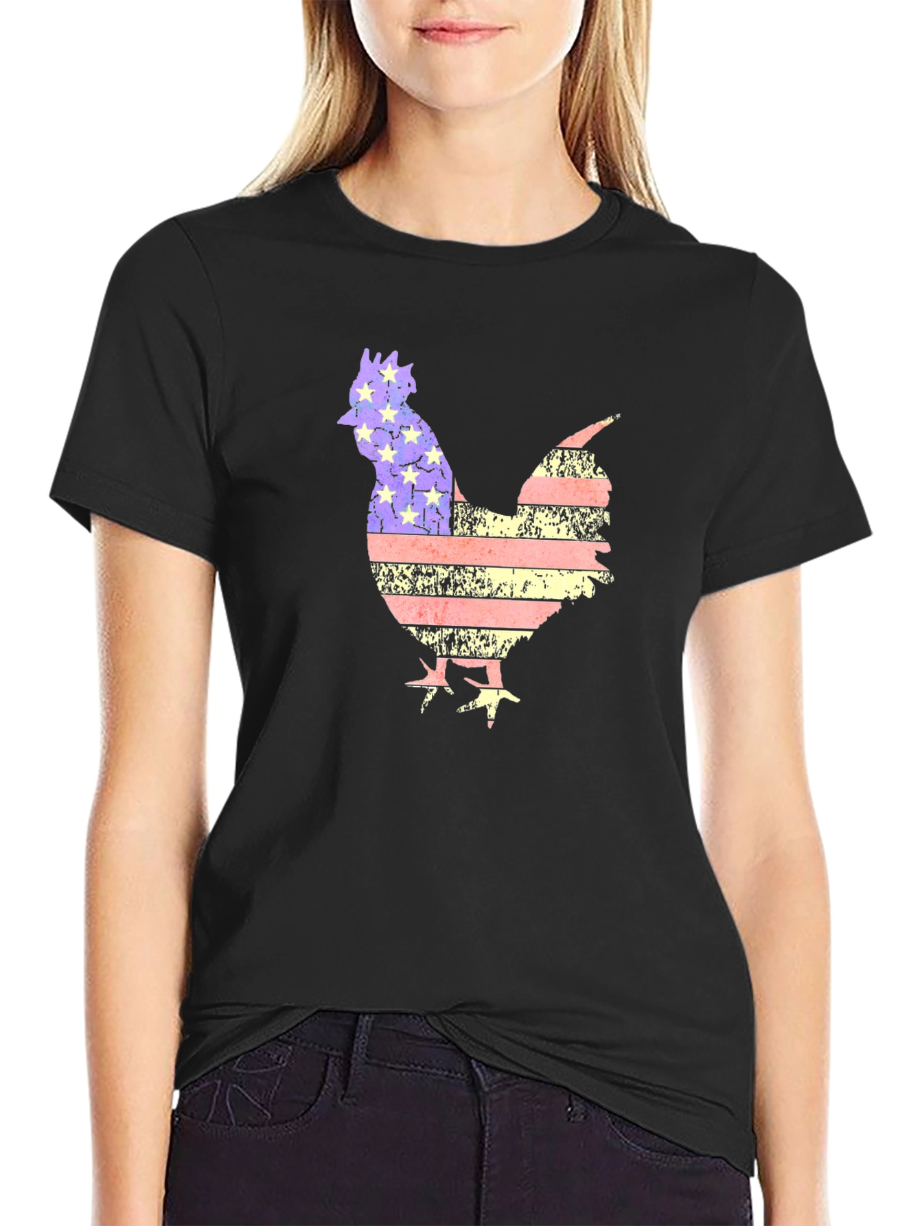 American Rooster T-Shirt Patriotic Farm Animal Tee