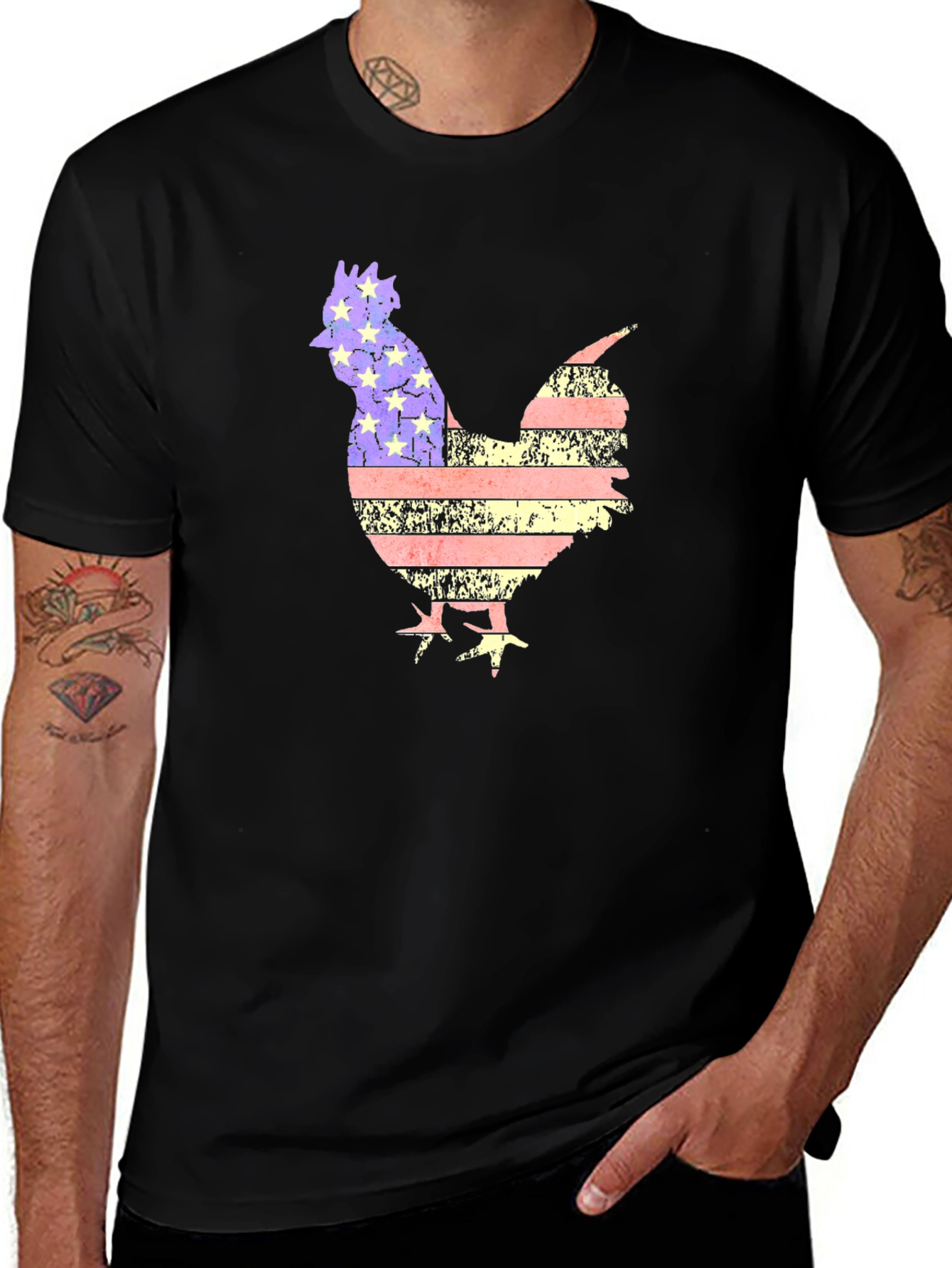 American Rooster T-Shirt Patriotic Farm Animal Tee