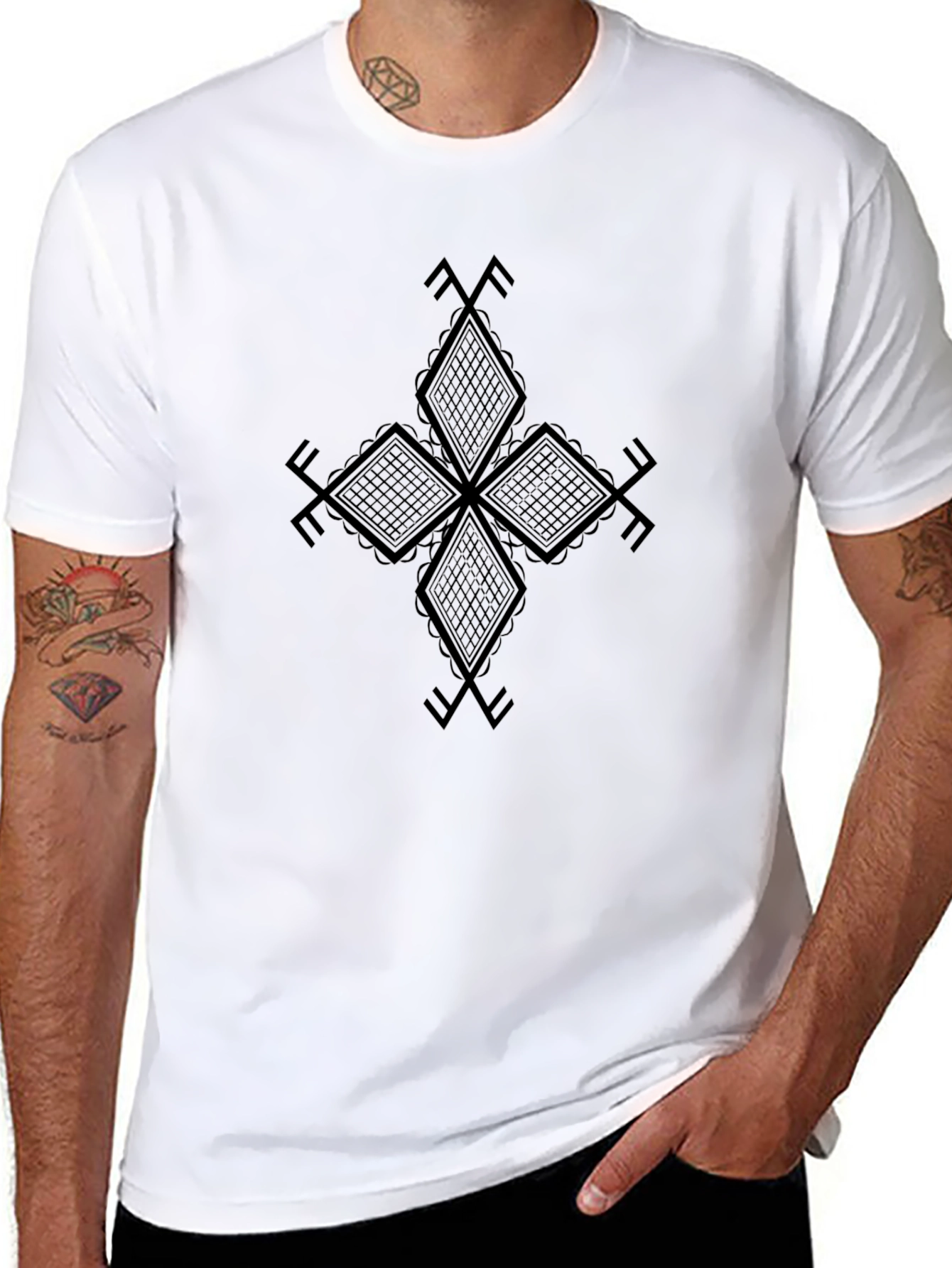 Geometric Cross Graphic T-Shirt