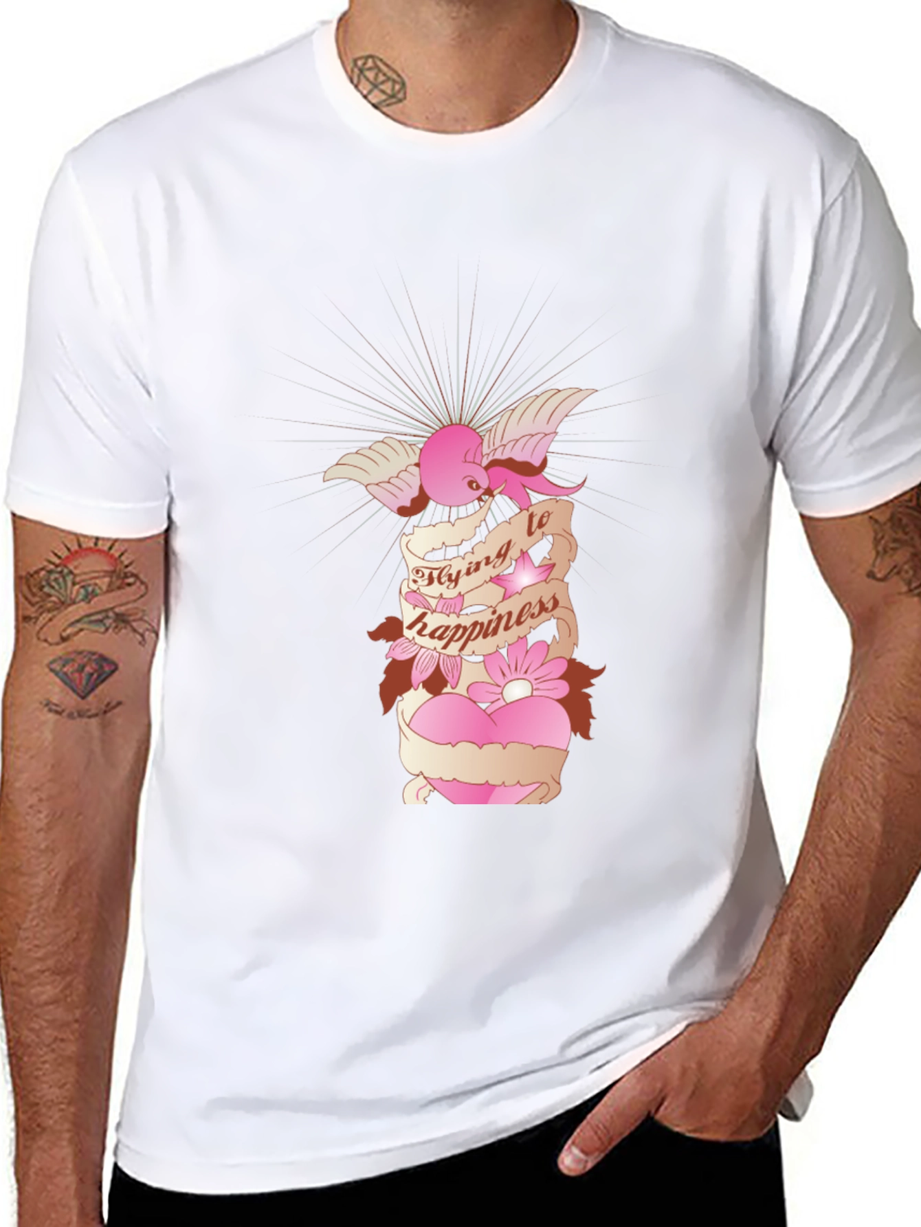 Flying to Happiness Graphic Black T-Shirt