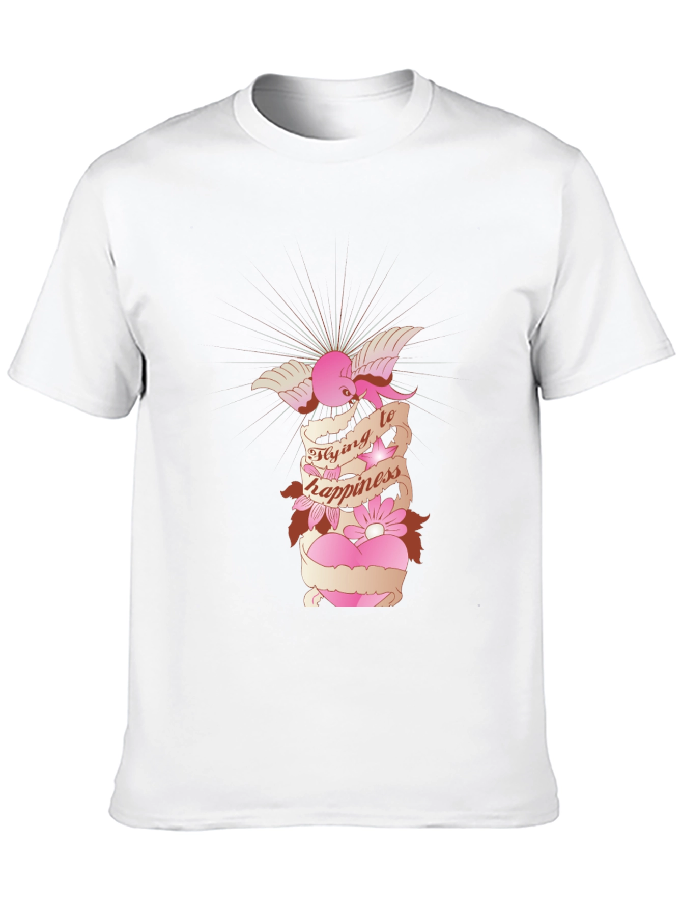 Flying to Happiness Graphic Black T-Shirt