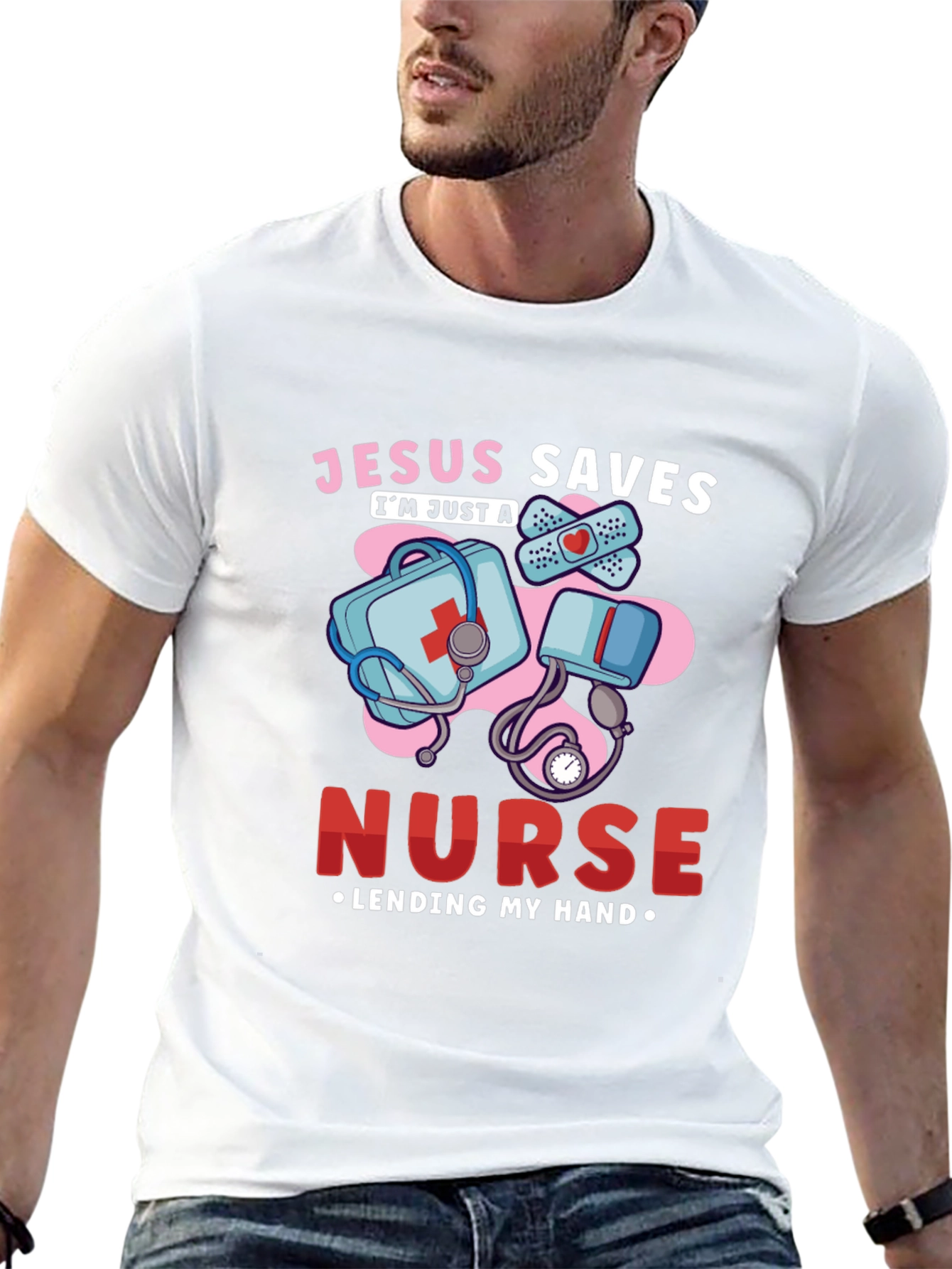 Jesus Saves Nurse T-Shirt: Lending My Hand