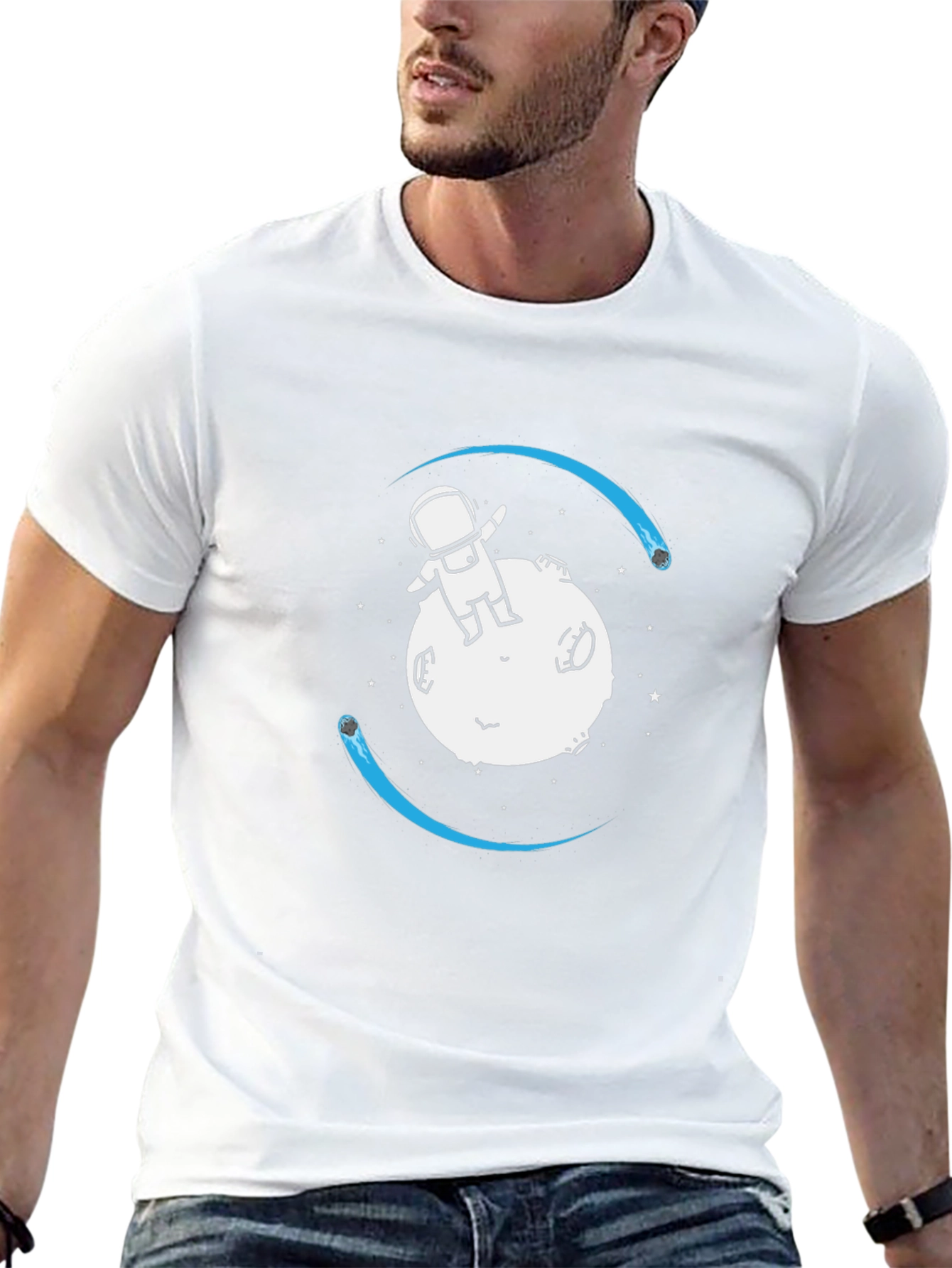 Astronaut on Moon Graphic Tee - Black