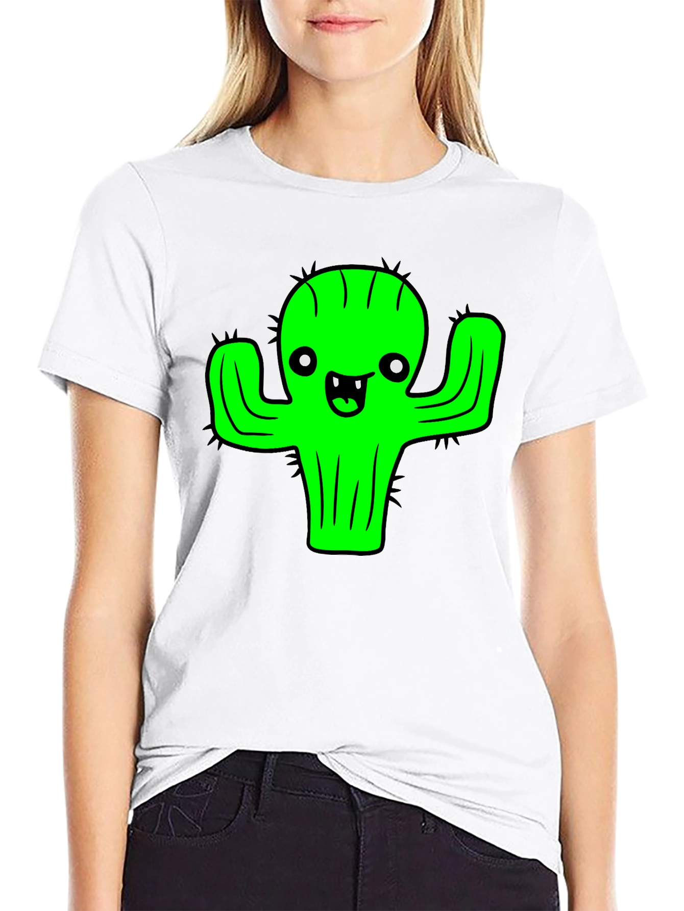 Funny Cartoon Cactus Graphic T-Shirt