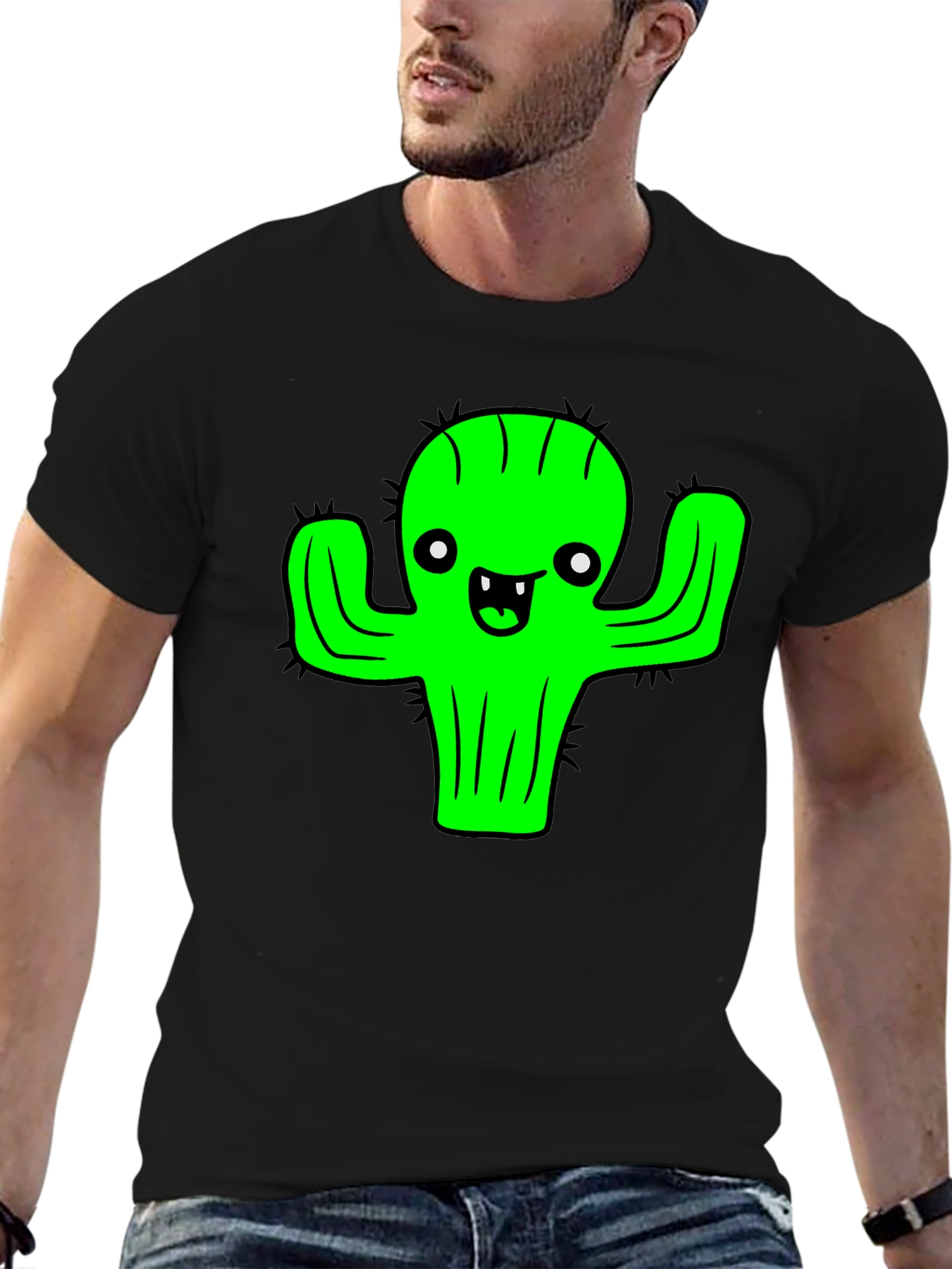 Funny Cartoon Cactus Graphic T-Shirt