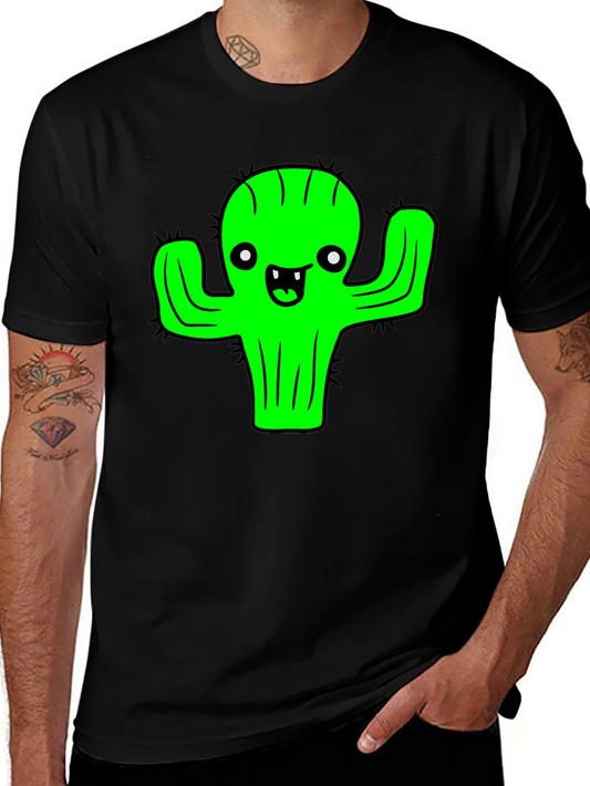 Funny Cartoon Cactus Graphic T-Shirt