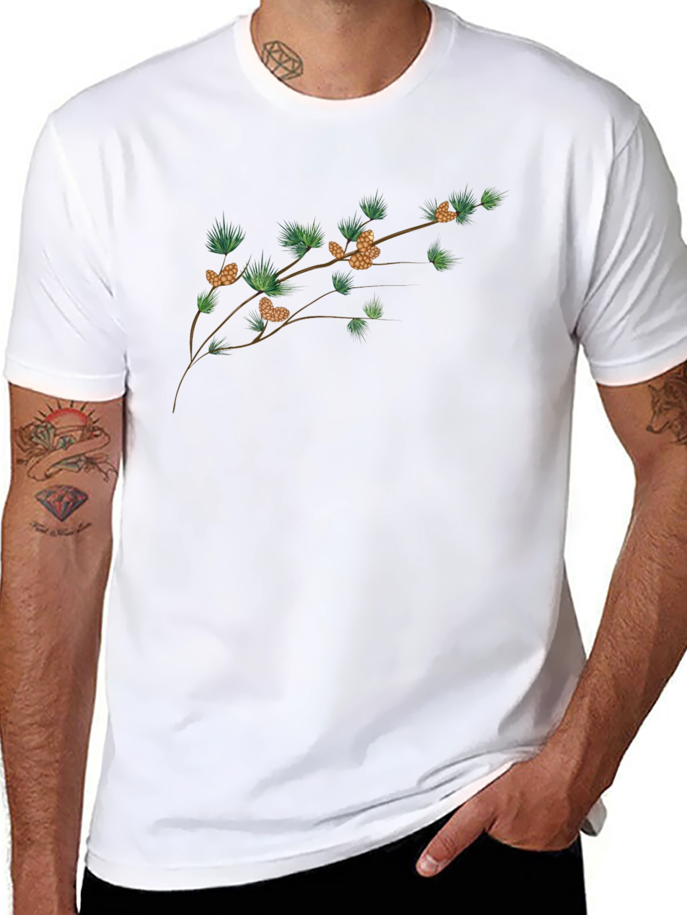 Botanical Branch Graphic Tee - Mens Black T-Shirt