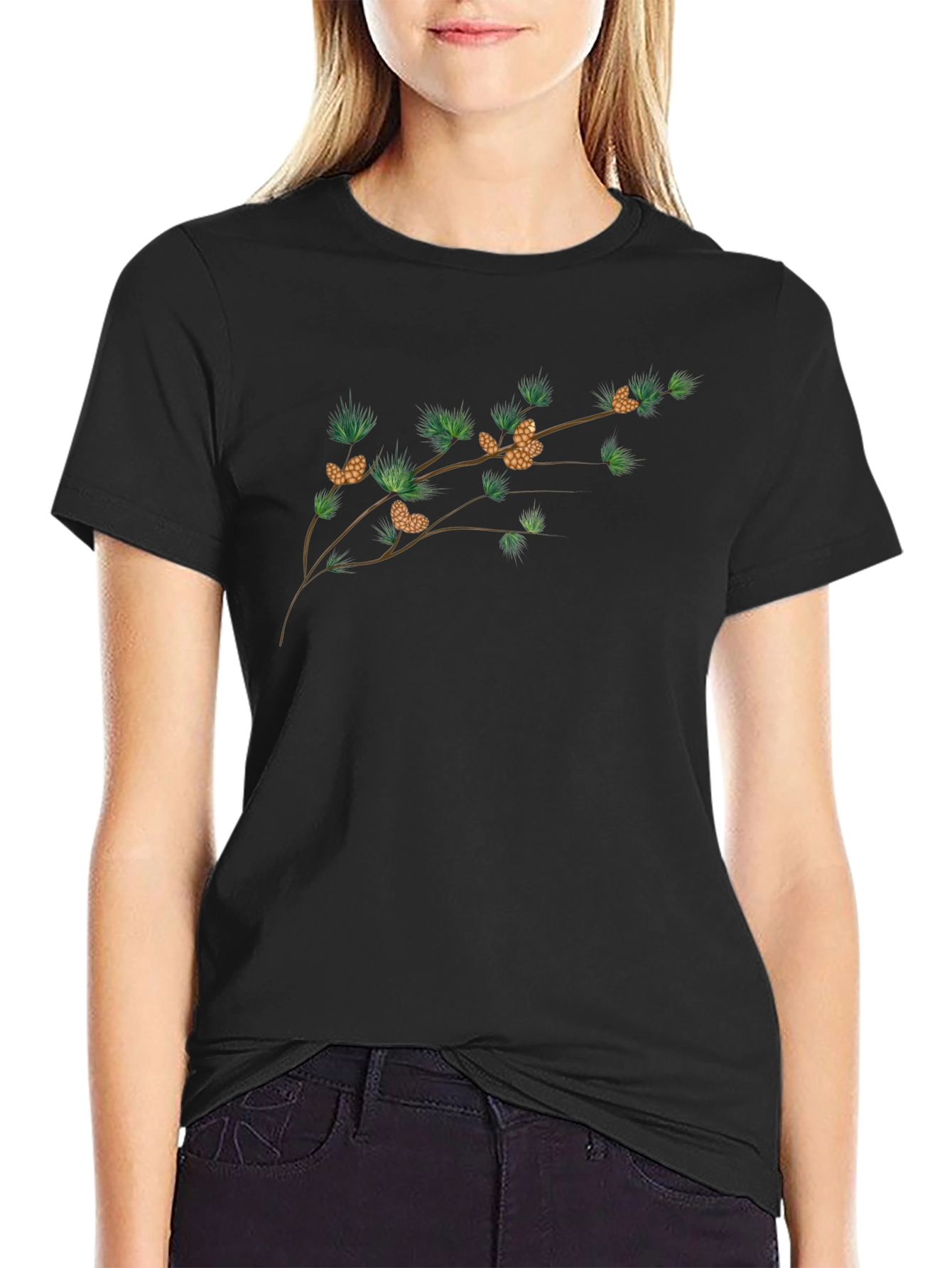 Botanical Branch Graphic Tee - Mens Black T-Shirt