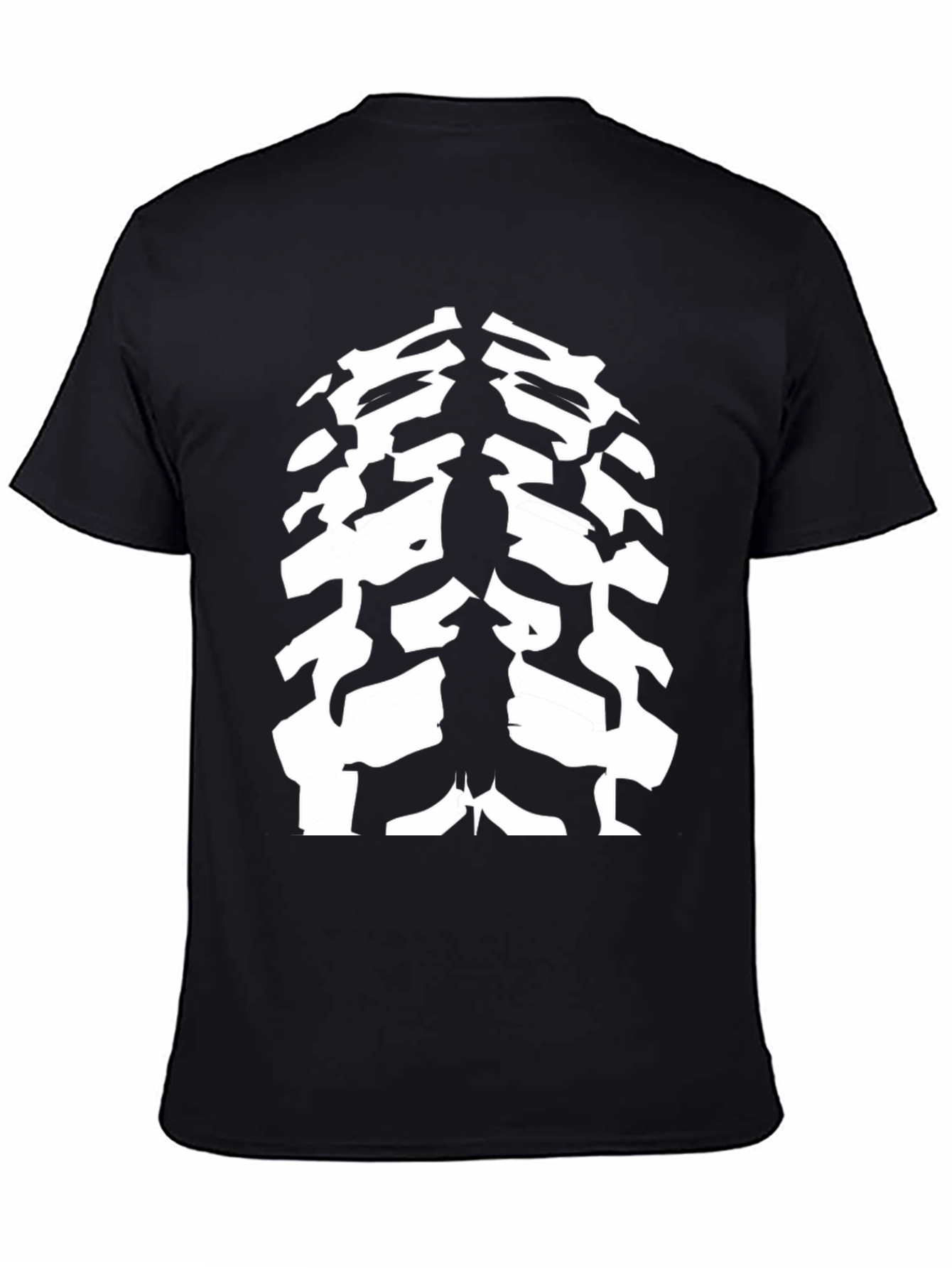 Cool Black T-Shirt with Abstract Rib Cage Design