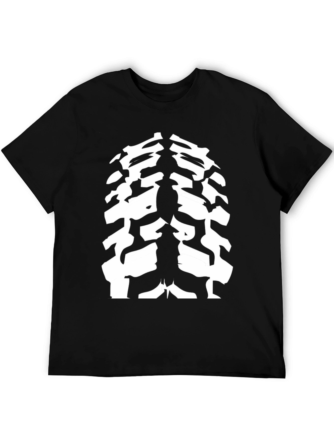 Cool Black T-Shirt with Abstract Rib Cage Design