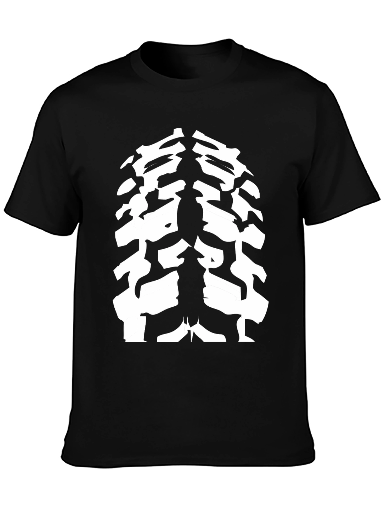 Cool Black T-Shirt with Abstract Rib Cage Design