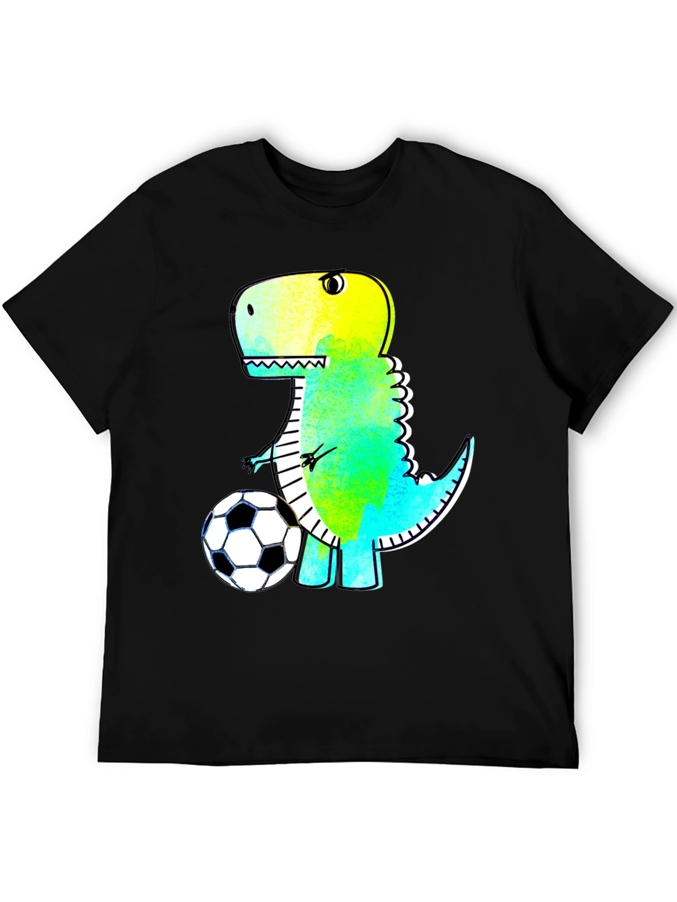 Dino Soccer T-Shirt - Black Cartoon Style