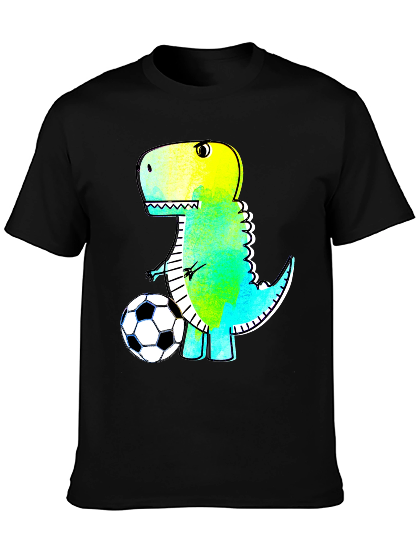 Dino Soccer T-Shirt - Black Cartoon Style