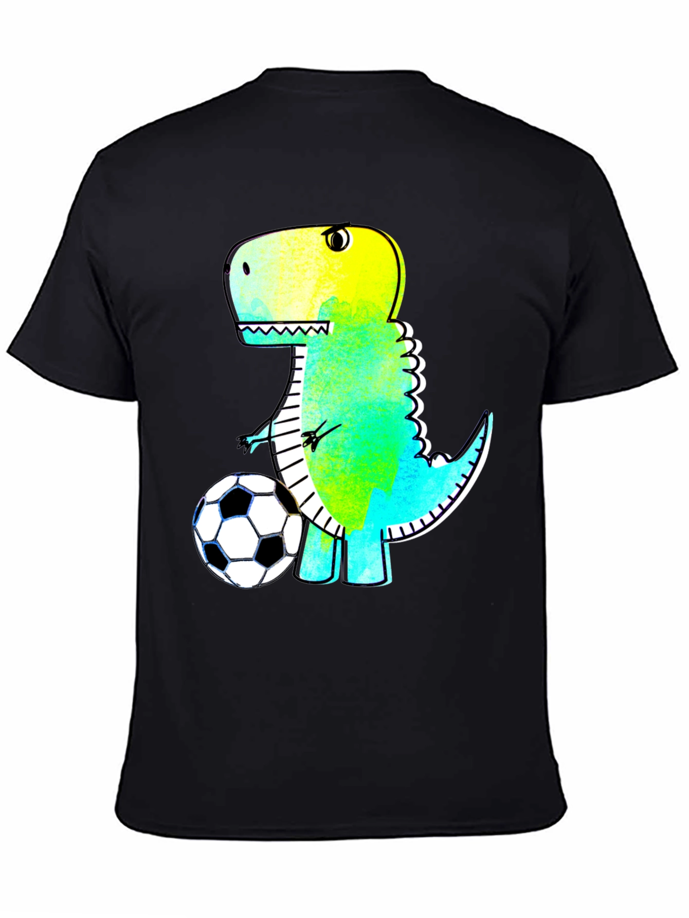 Dino Soccer T-Shirt - Black Cartoon Style