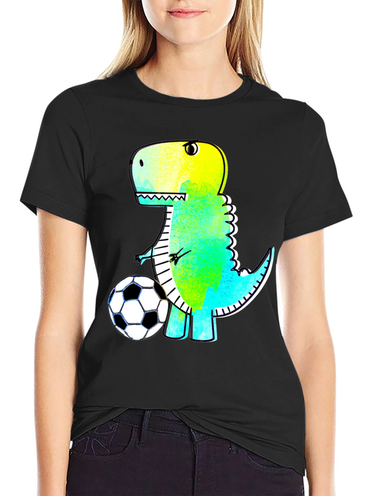 Dino Soccer T-Shirt - Black Cartoon Style