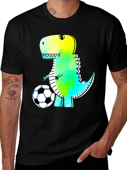 Dino Soccer T-Shirt - Black Cartoon Style