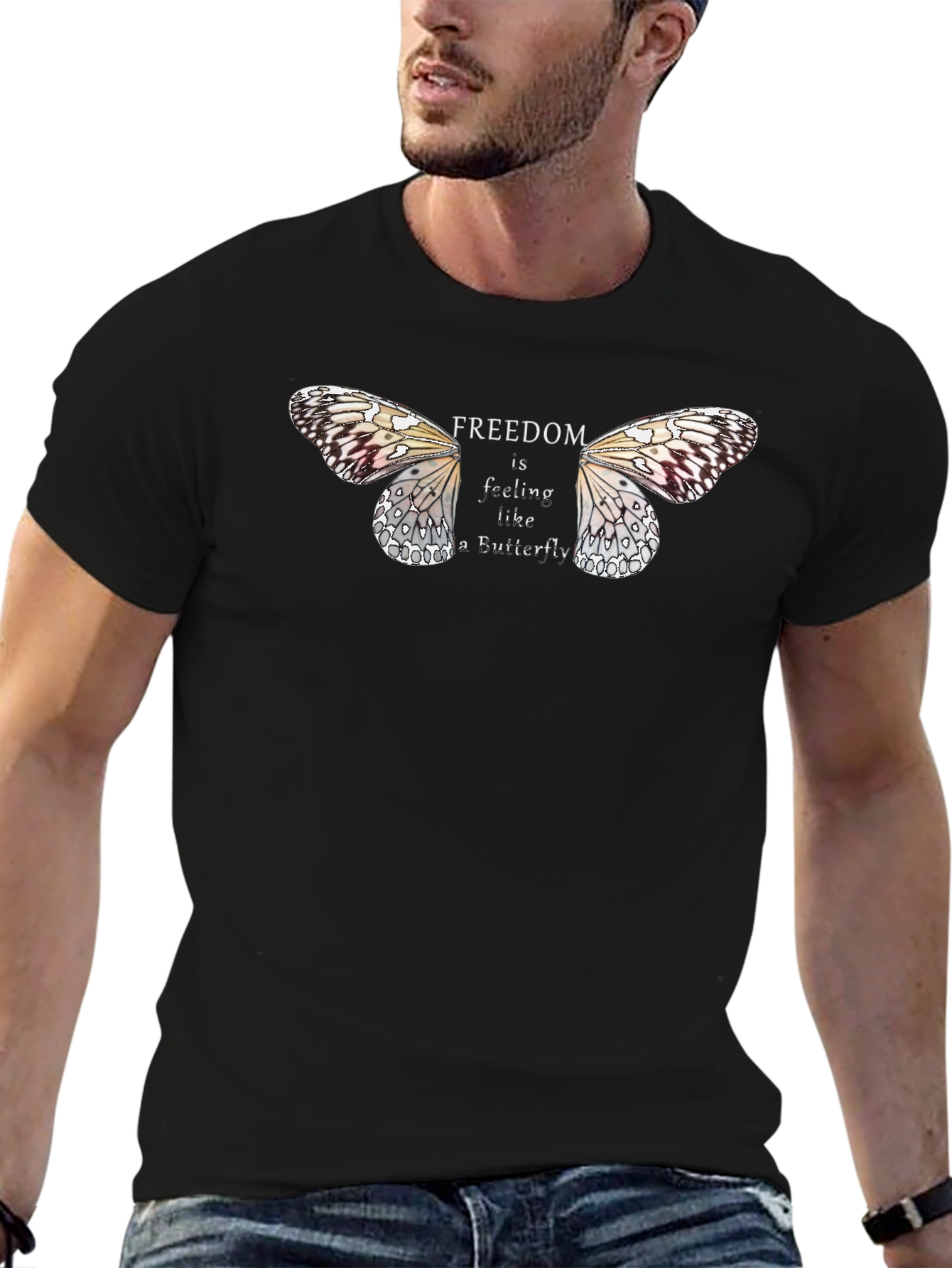Freedom Butterfly Graphic Tee - Black Unisex T-Shirt
