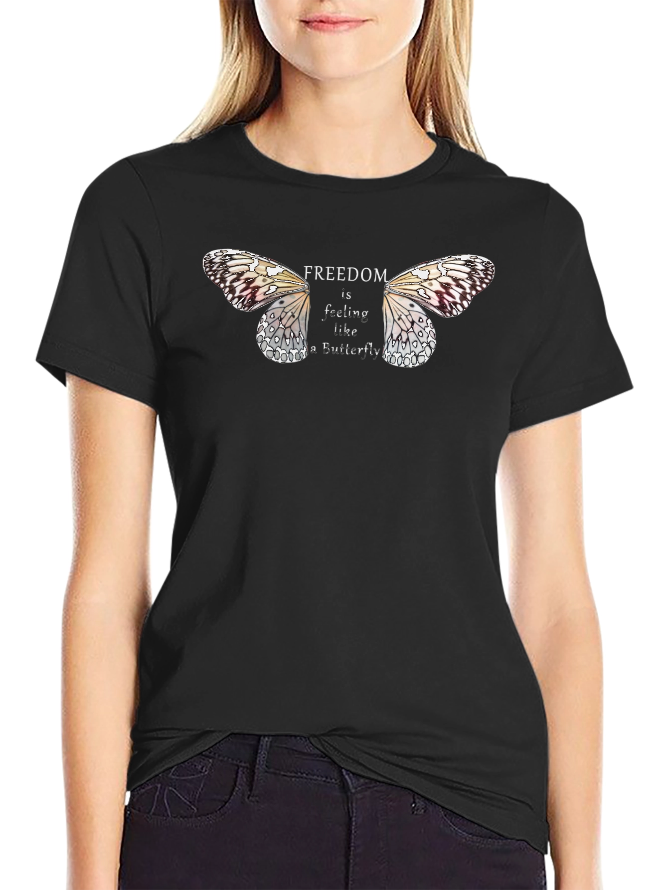 Freedom Butterfly Graphic Tee - Black Unisex T-Shirt