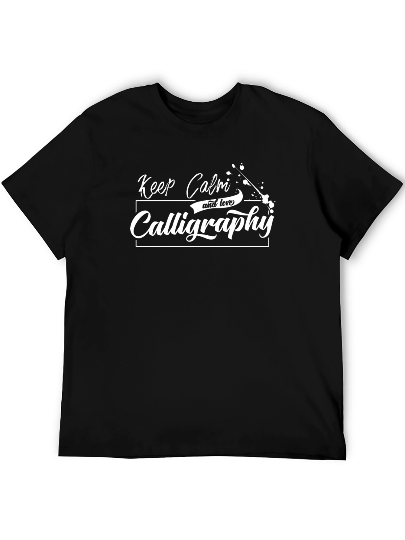 Keep Calm and Love Calligraphy Black Graphic T-Shirt