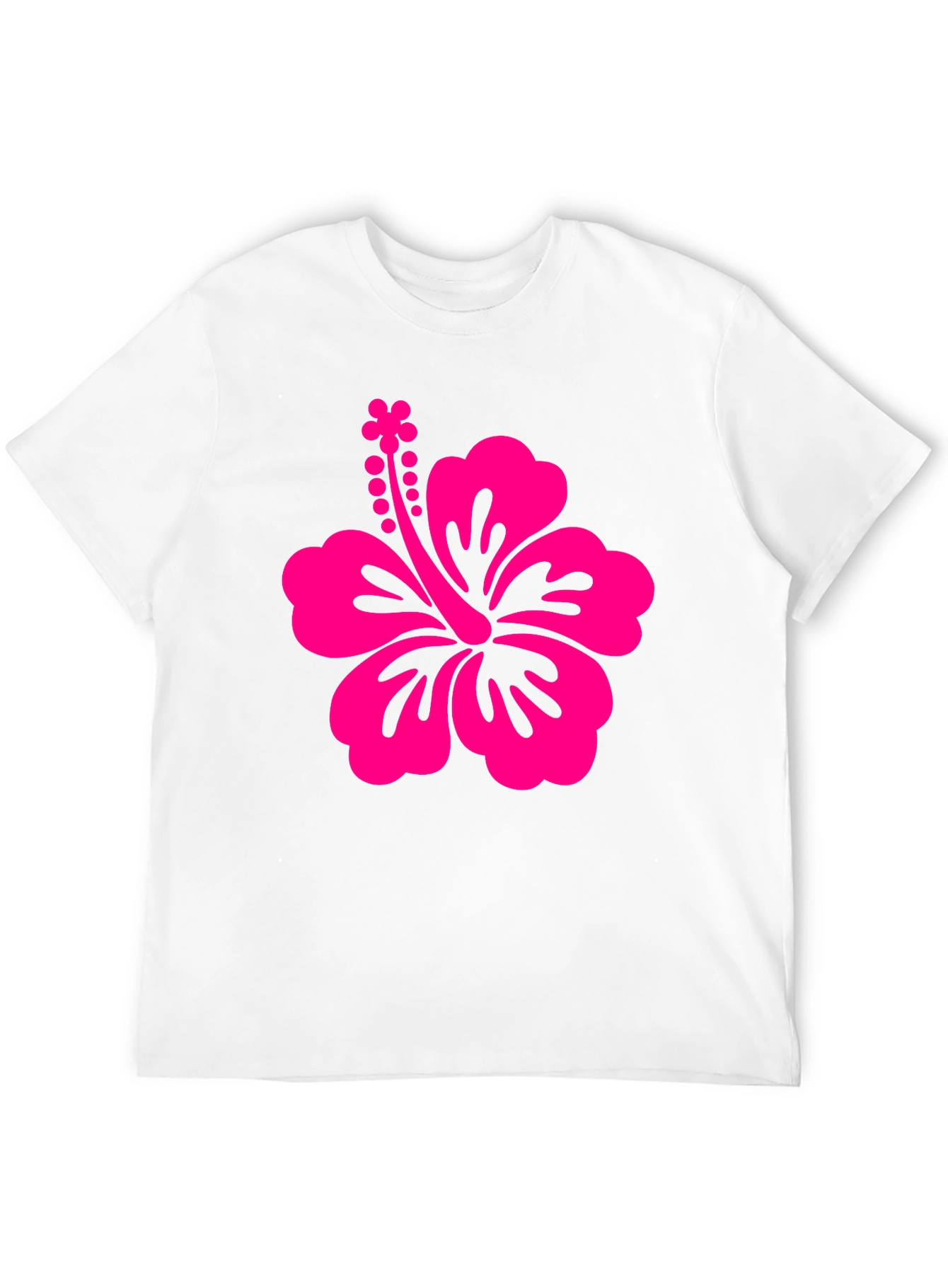 Black Tee with Pink Hibiscus Flower Graphic