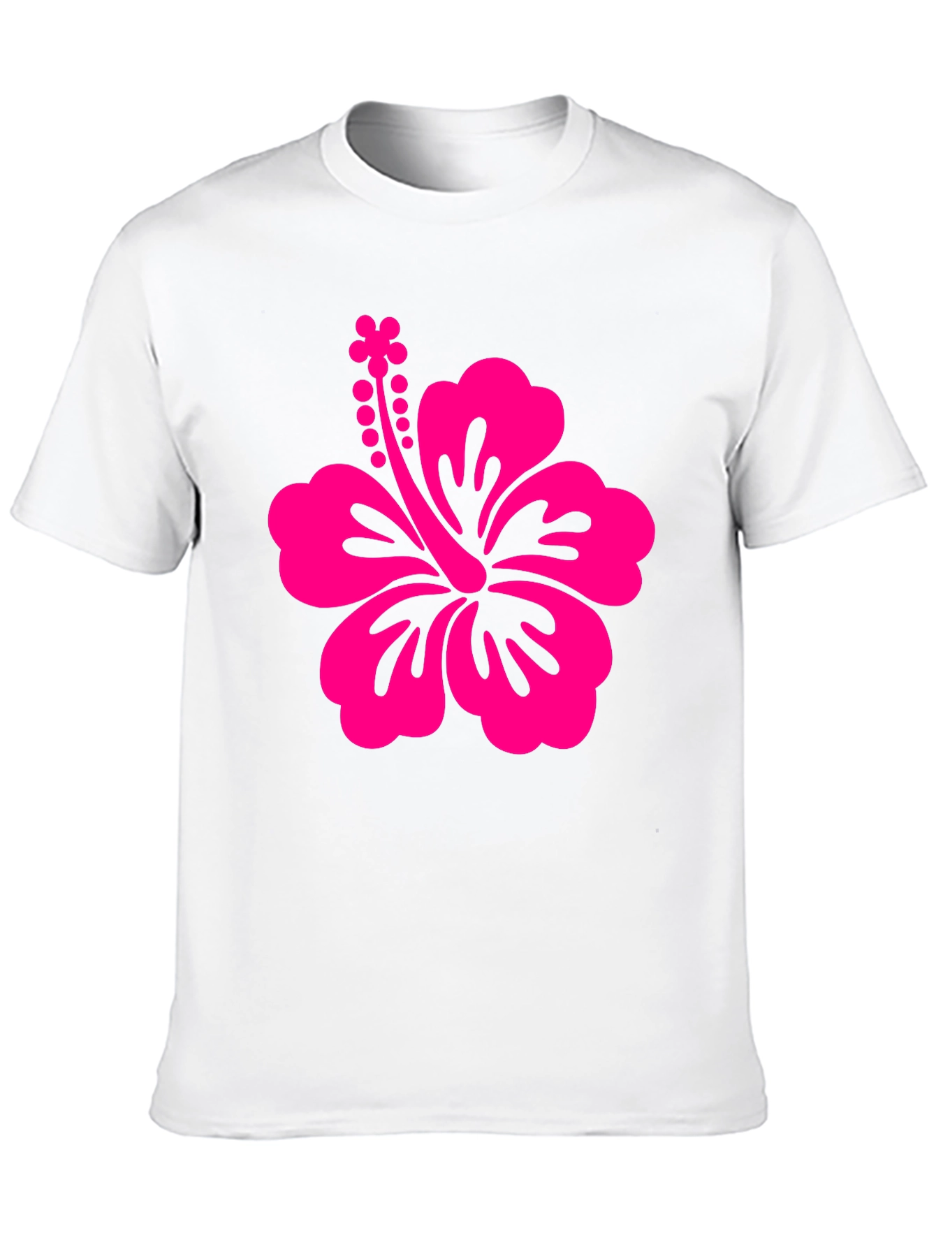Black Tee with Pink Hibiscus Flower Graphic